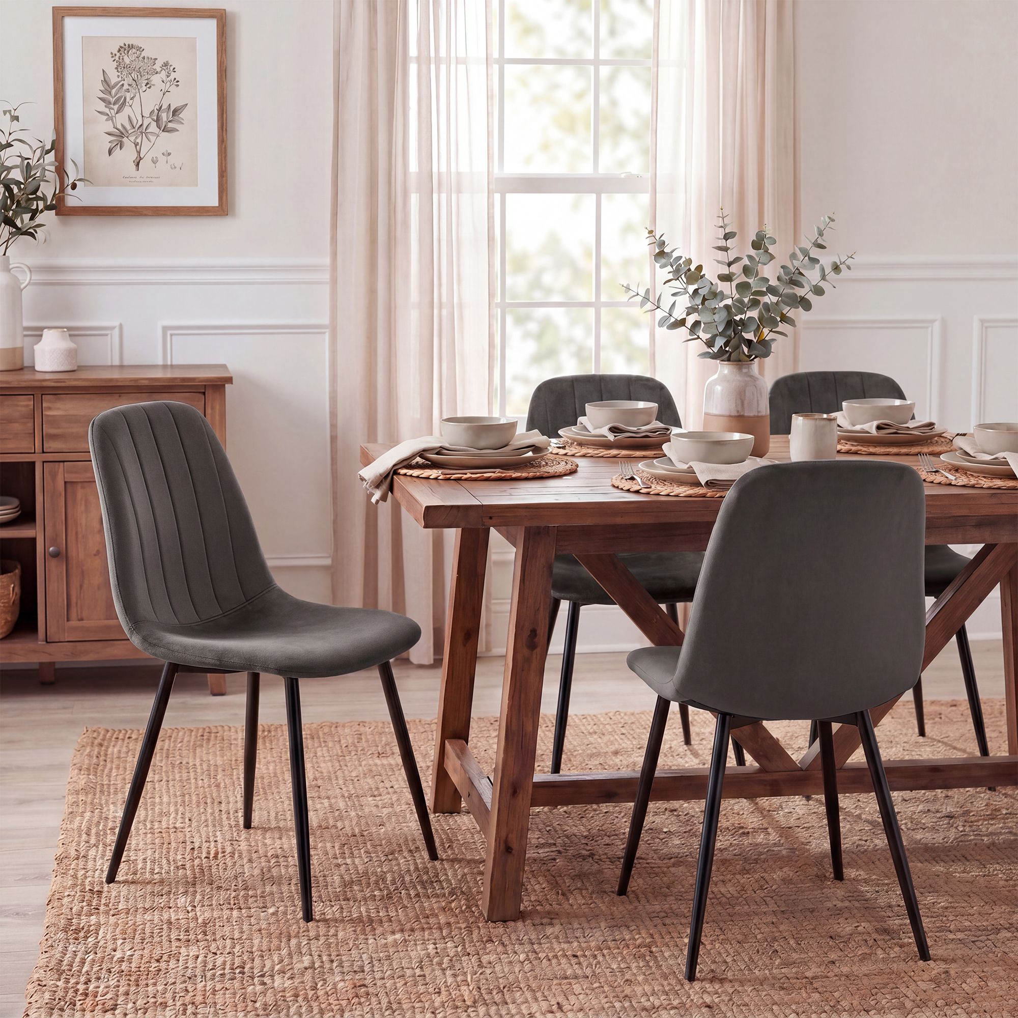 Juego de 4 sillas de comedor Baxter de terciopelo