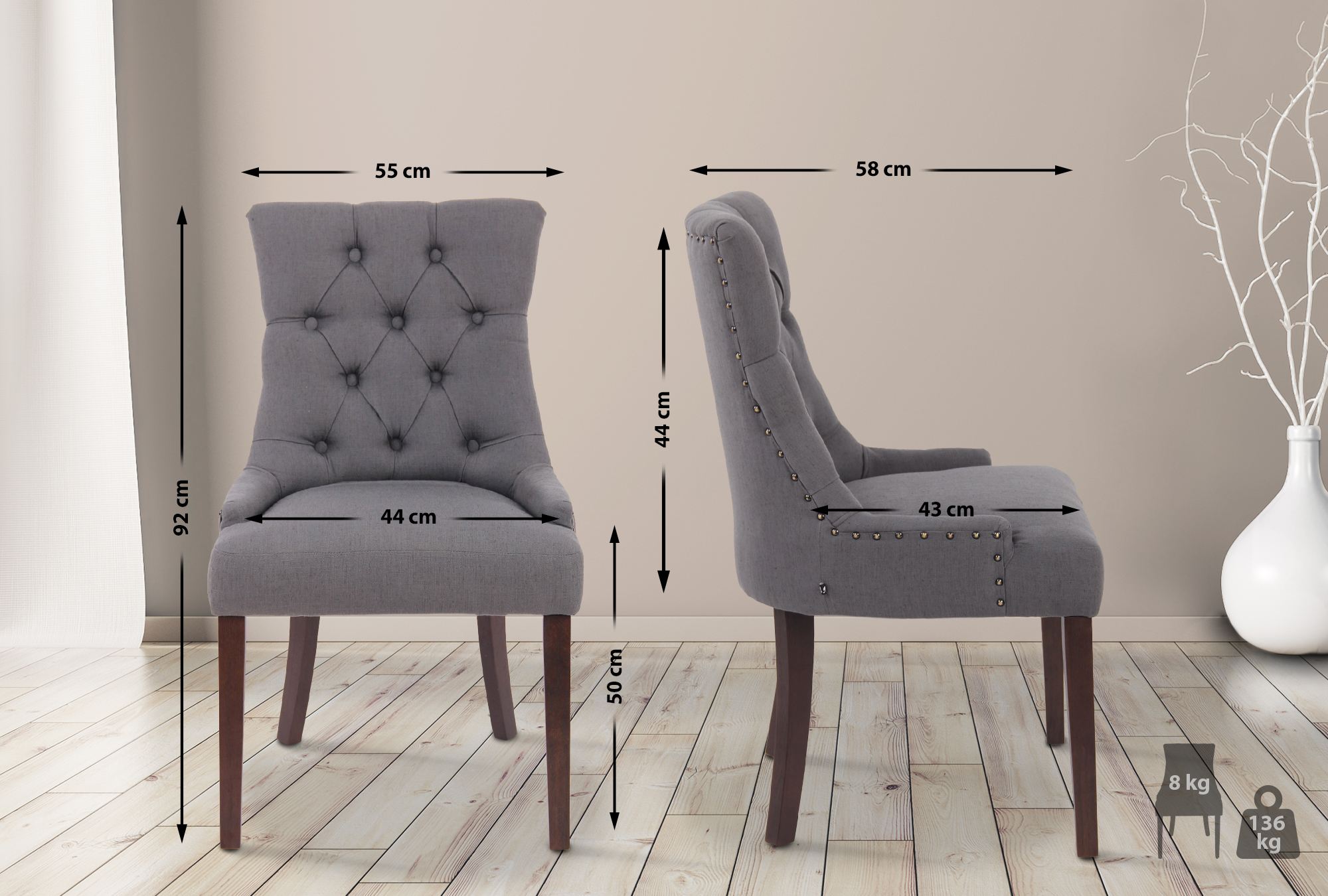 Set De 2 Sillas De Comedor Aberdeen