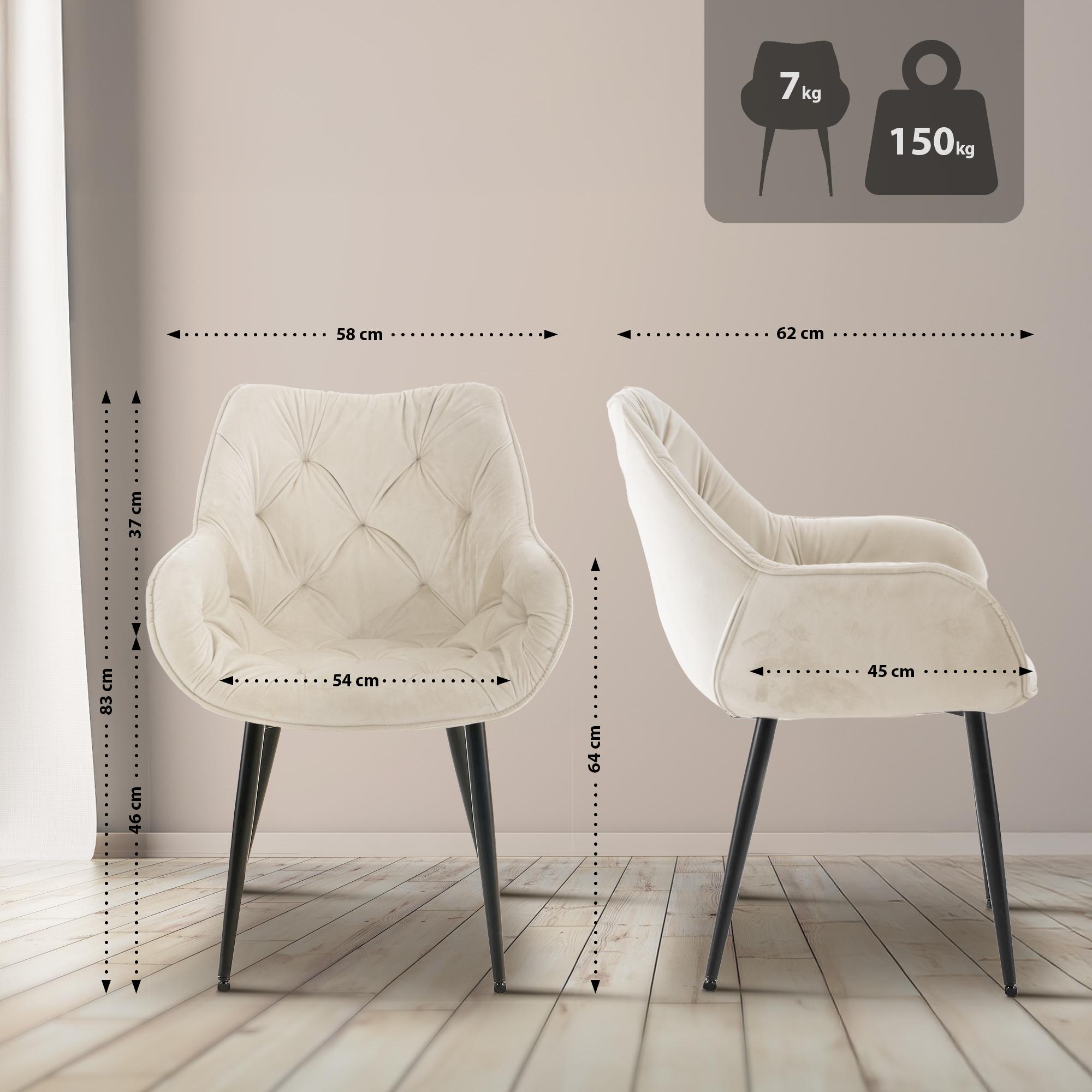 Set de 4 sillas Tanna de salón en terciopelo