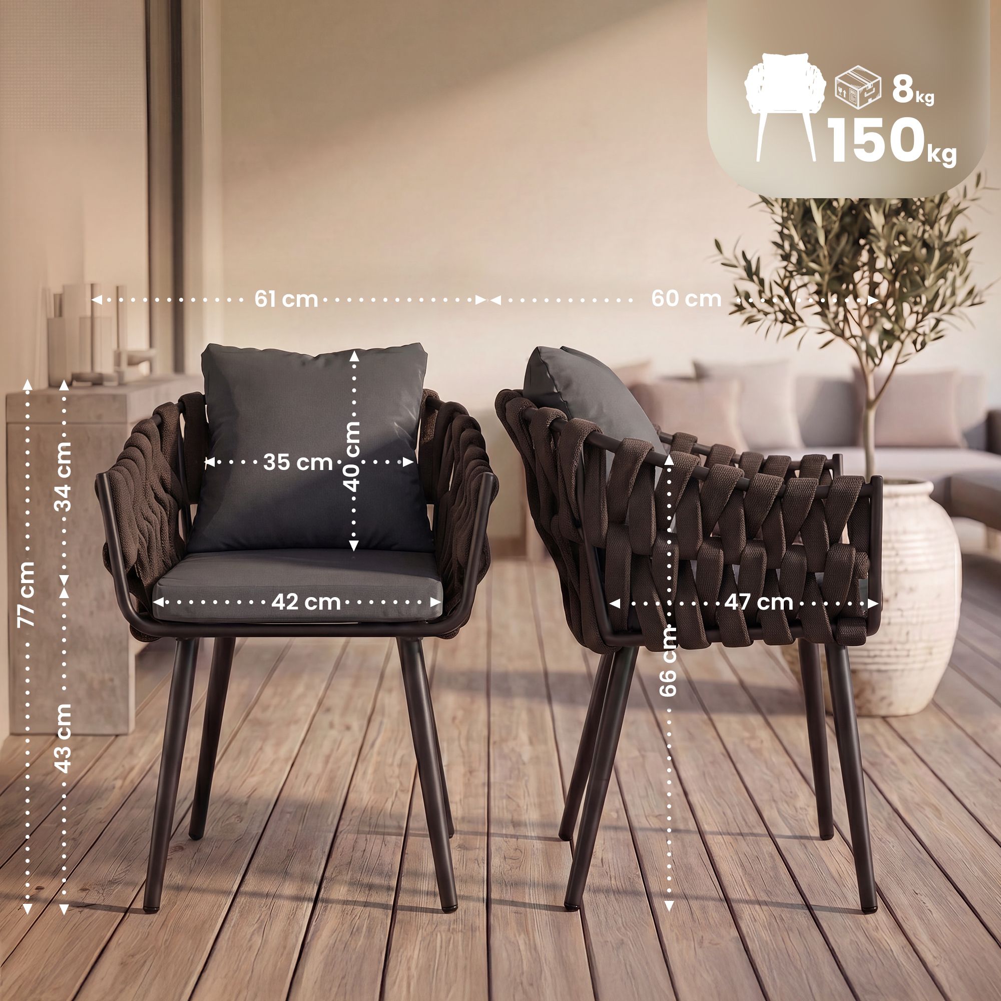 Sillon de jardin Naxos taupe con cojin de asiento