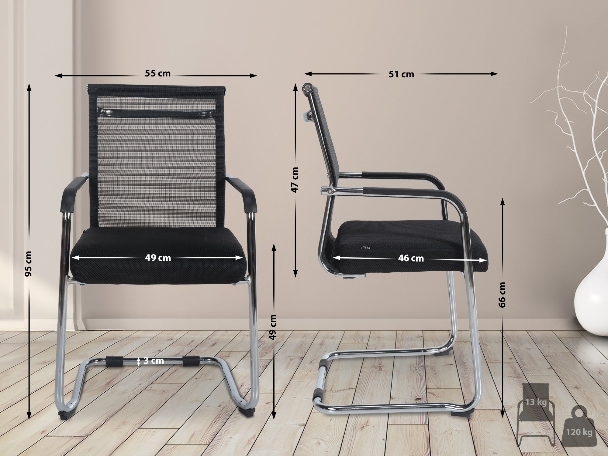 Silla cantilever Denny en tela & malla