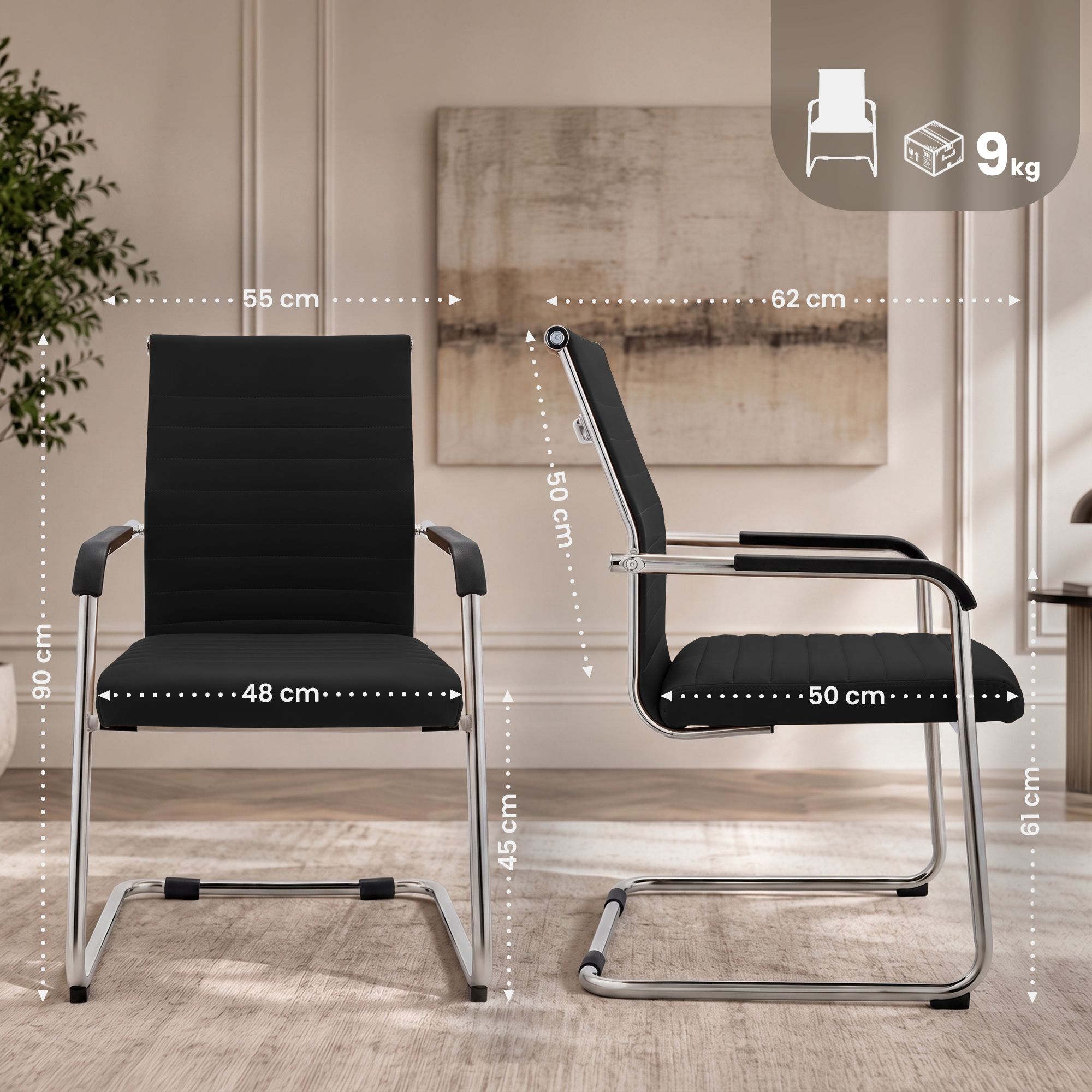 Juego de 2 sillas cantilever Hakon con efecto piel