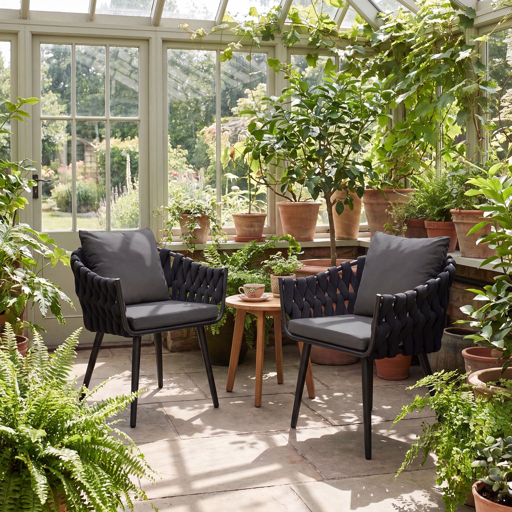 Sillón de jardín Naxos antracita con cojín de asiento