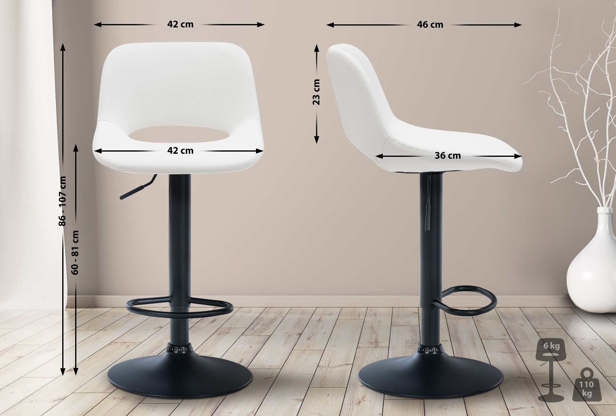 Set de 2 Taburetes de bar Camden En Polipiel