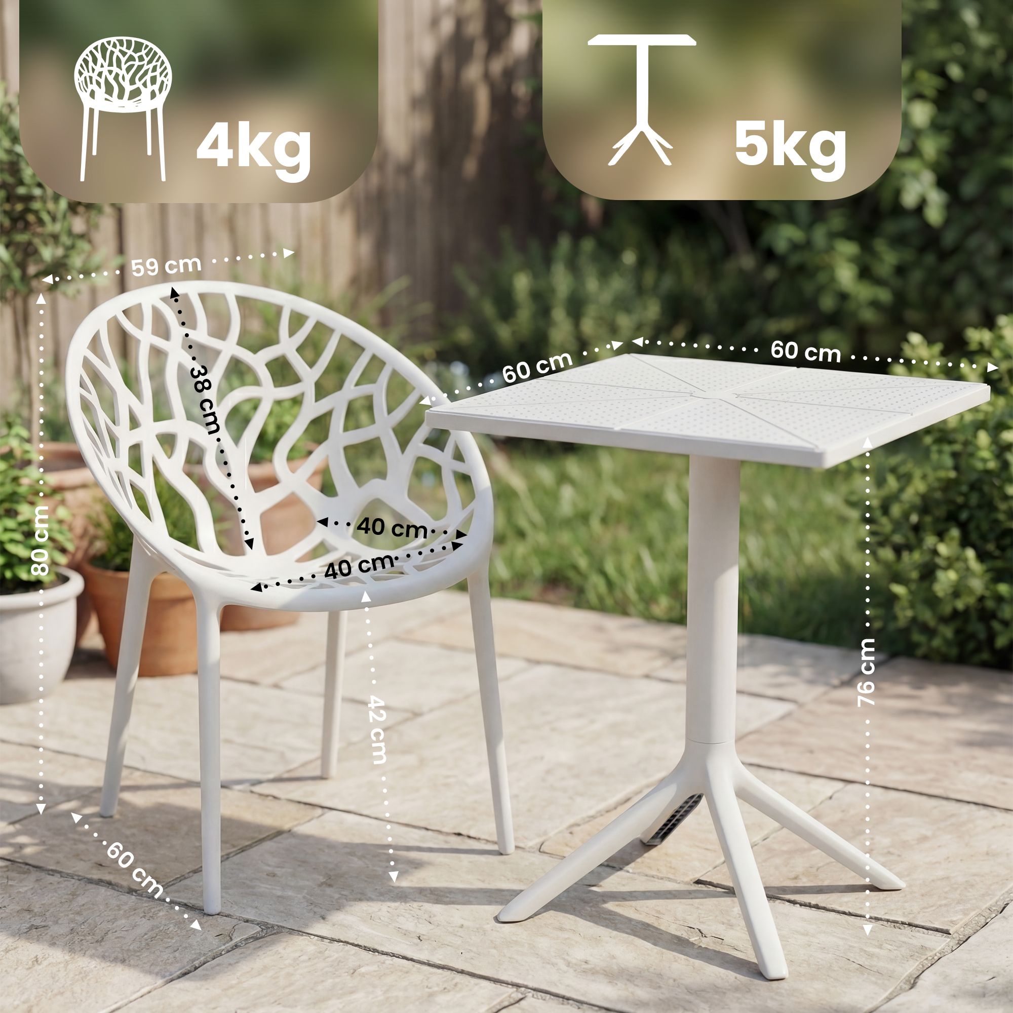 Conjunto de muebles de jardin Neriva con 4 sillas