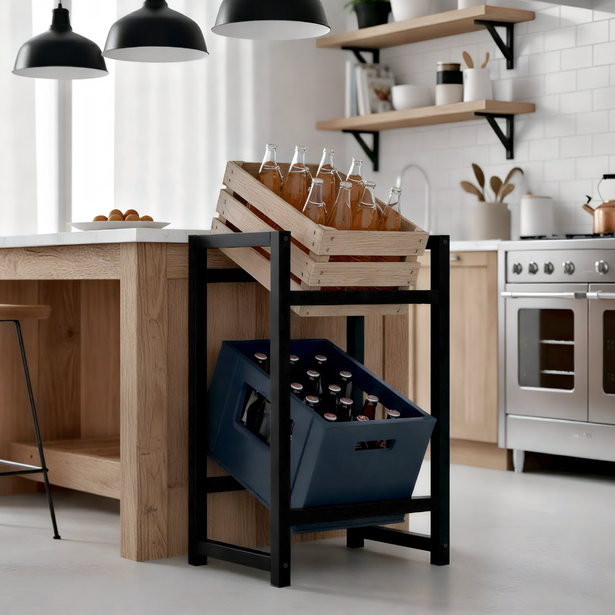 Soporte para cajas de bebidas apilables