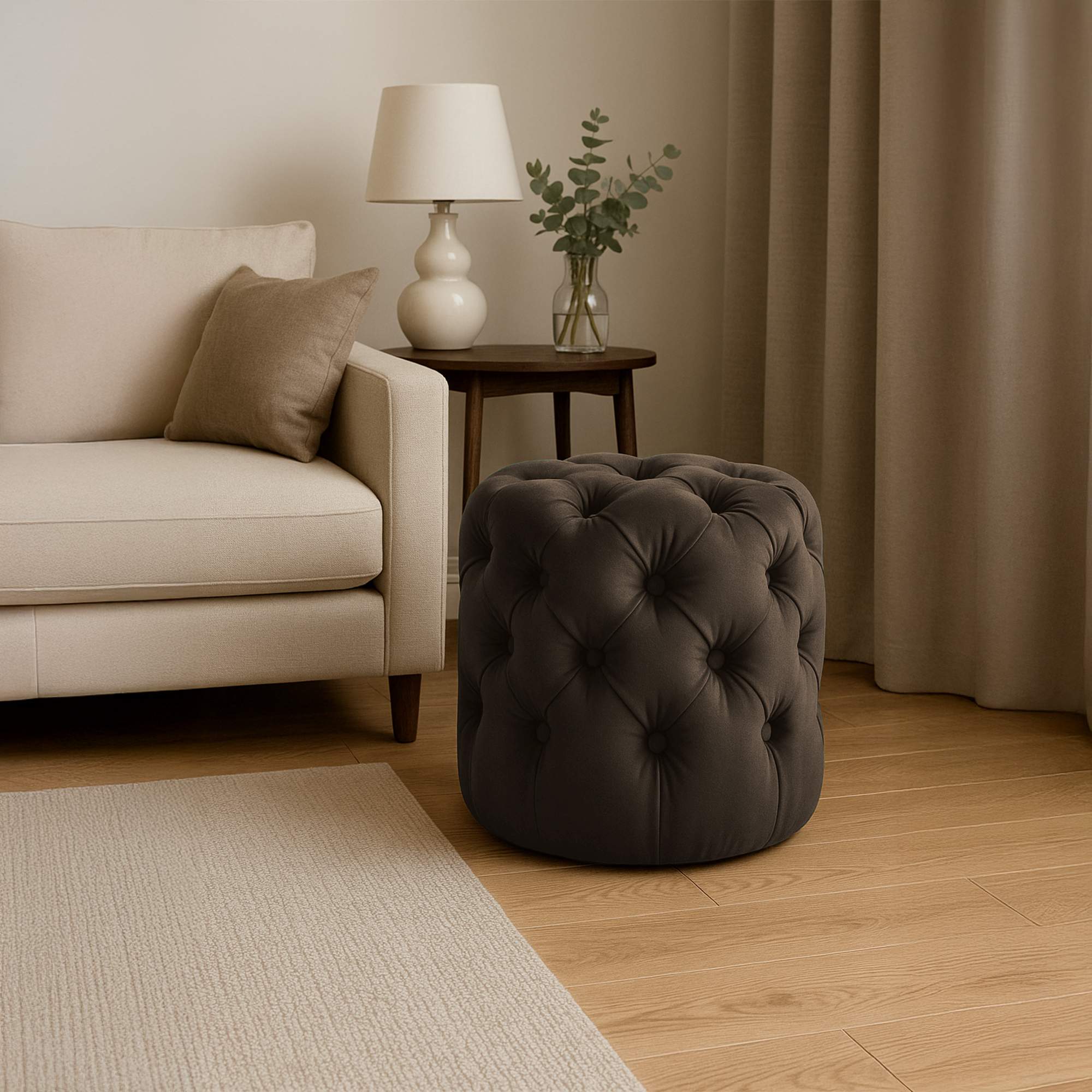 Taburete Drancy de terciopelo