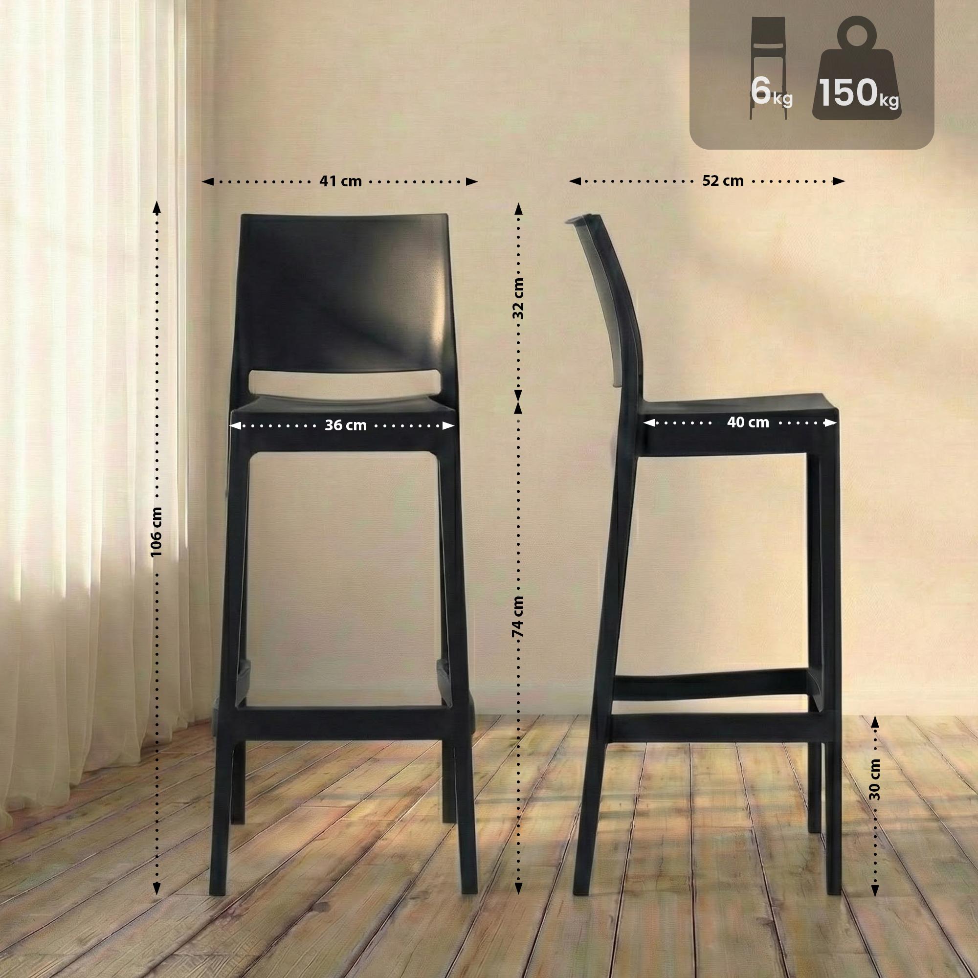 Taburete de bar Flamur - Silla alta de diseño moderno con protector de suelo y fácil montaje