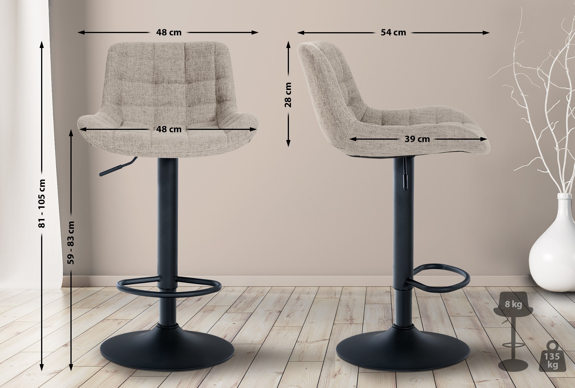 Set de 2 Taburetes de bar Tover