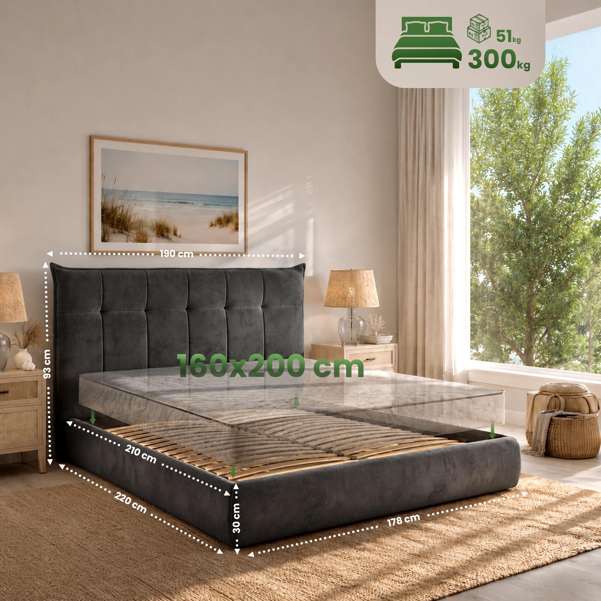 Cama Mirka 160 x 200 cm
