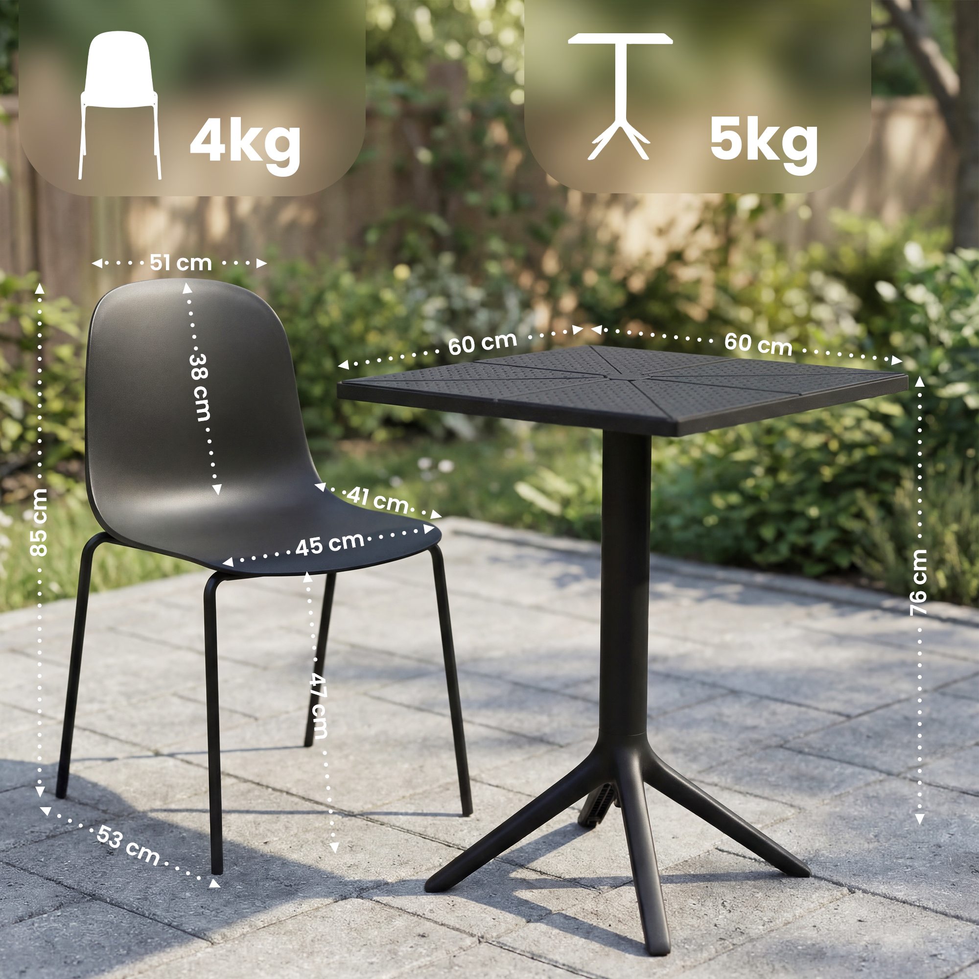 Conjunto de jardin Nerra con 2 sillas