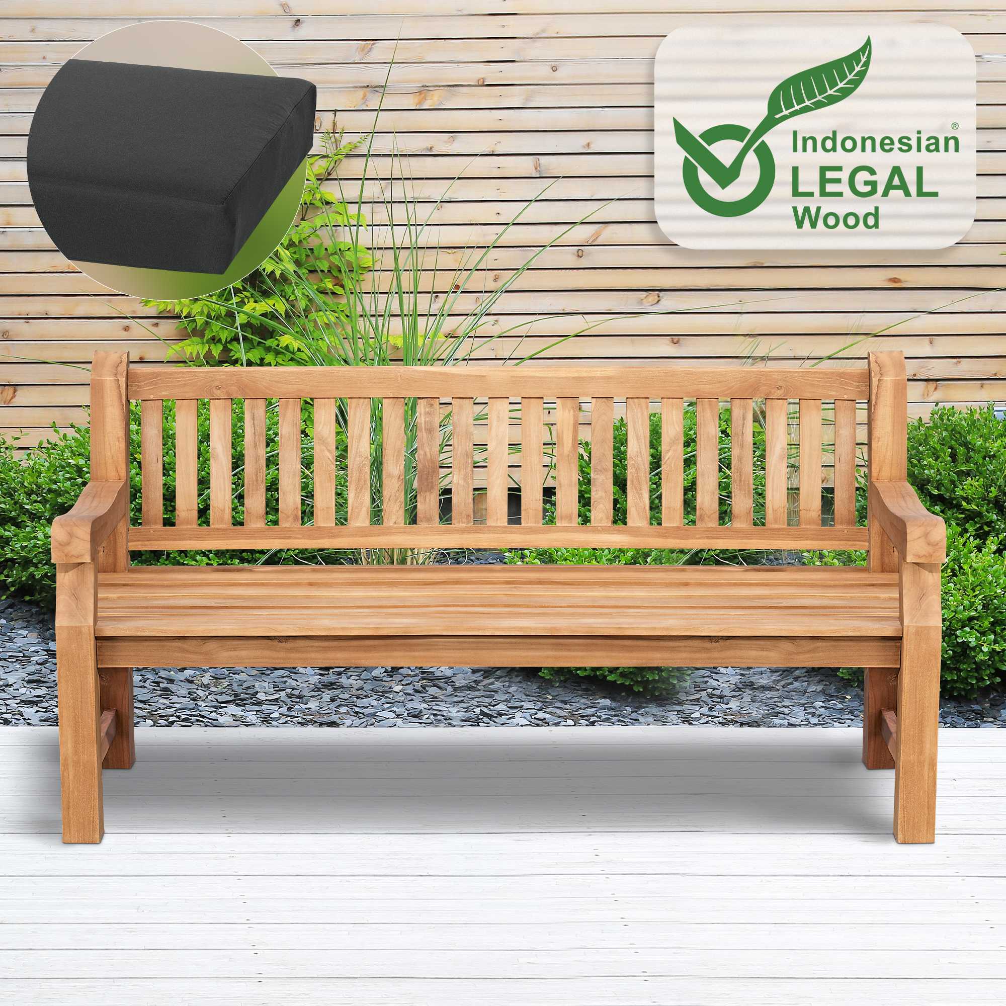 Banco de Jardin de Teca Daxon con Cojin de Asiento