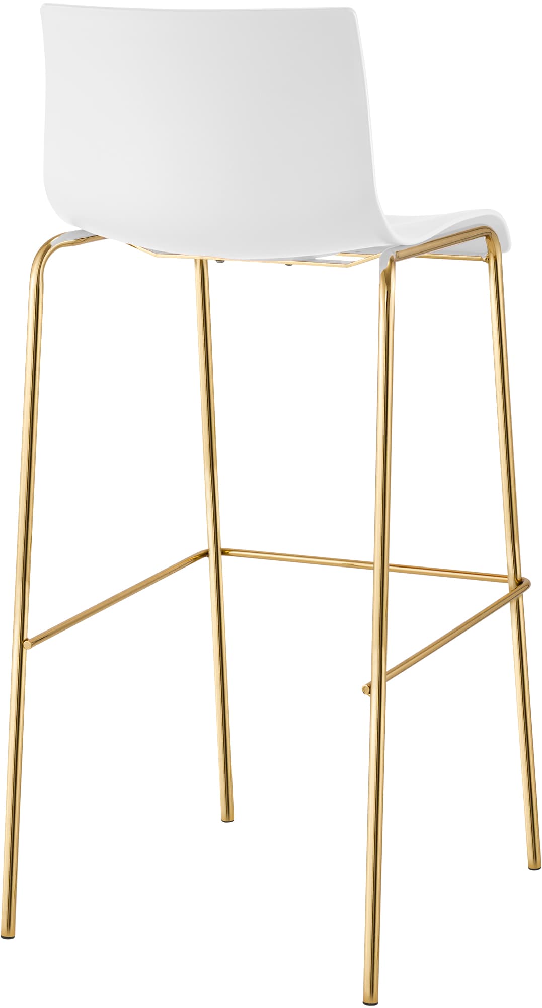 Set de 2 taburetes de bar Hover de plástico, base de 4 patas en color dorado