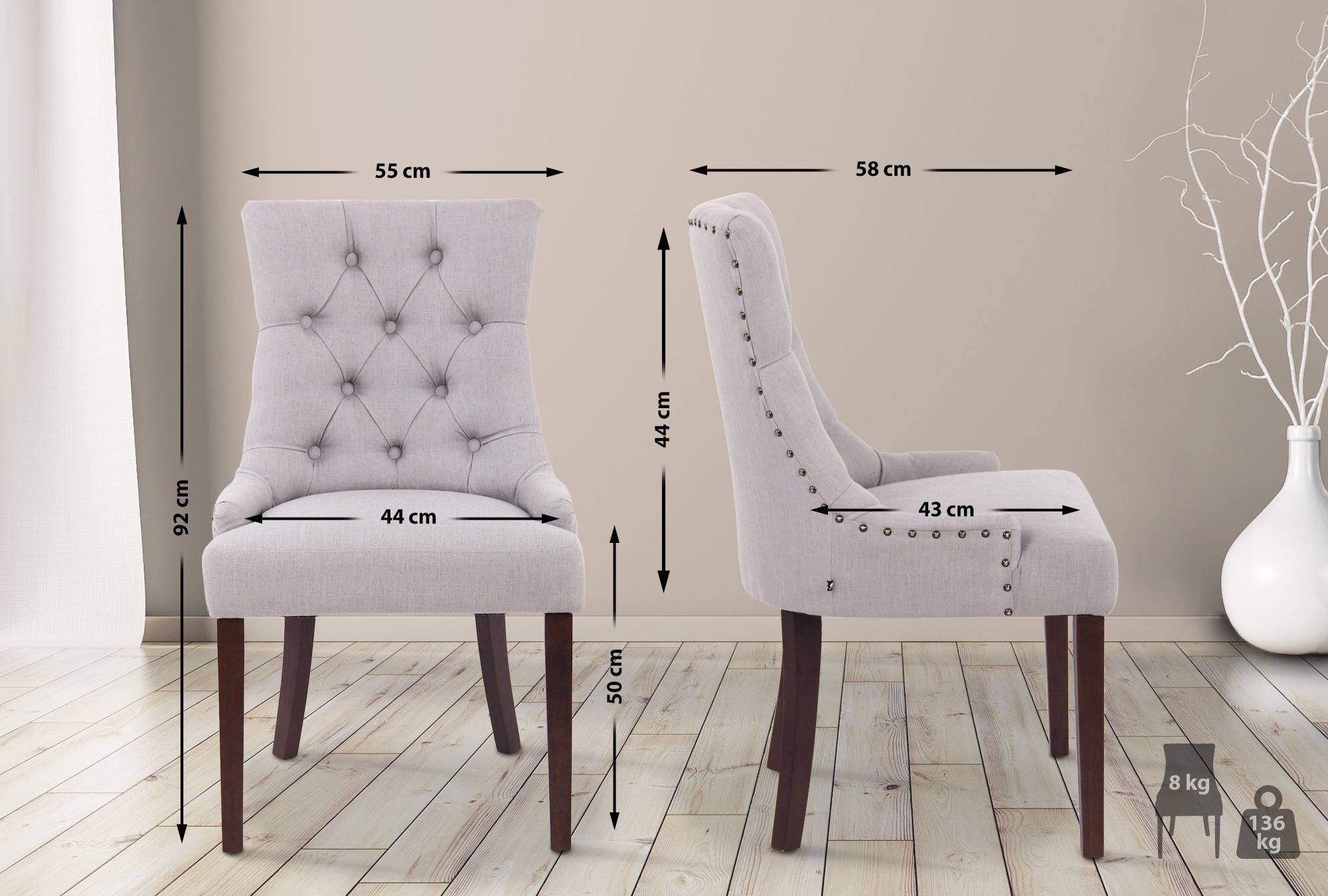Set De 2 Sillas De Comedor Aberdeen