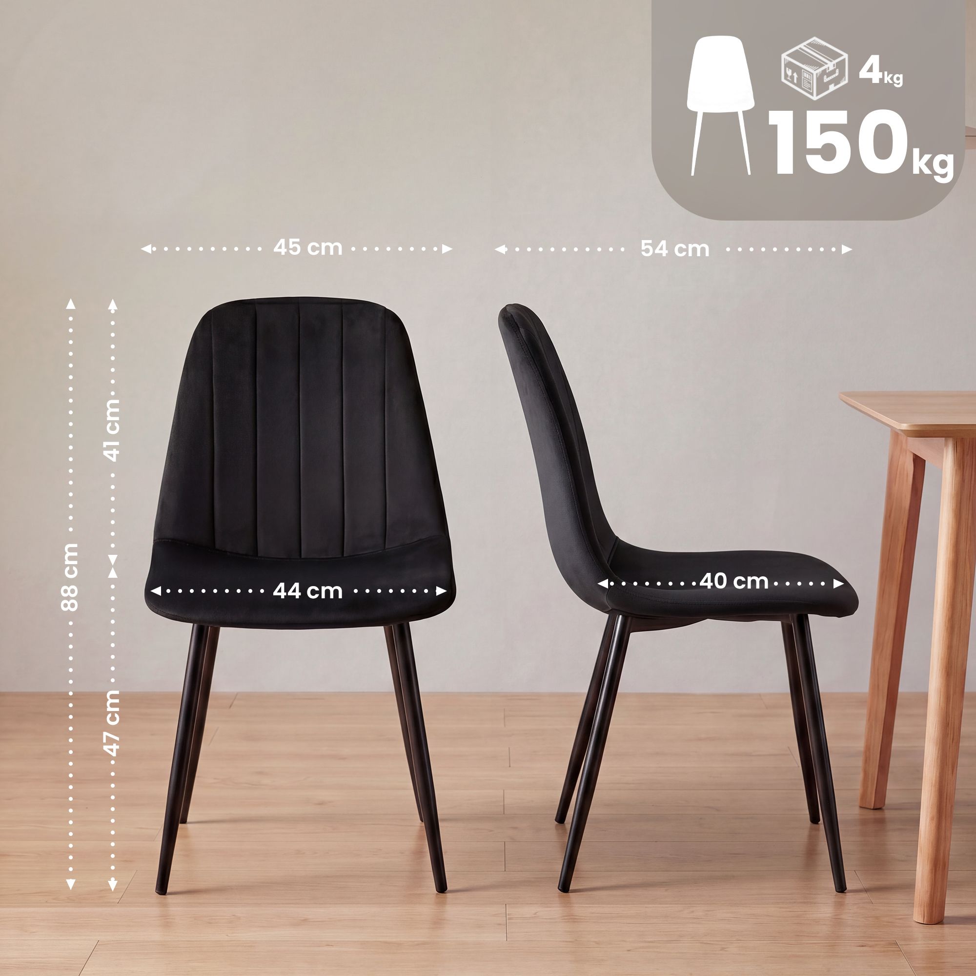 Silla de comedor Baxter de terciopelo