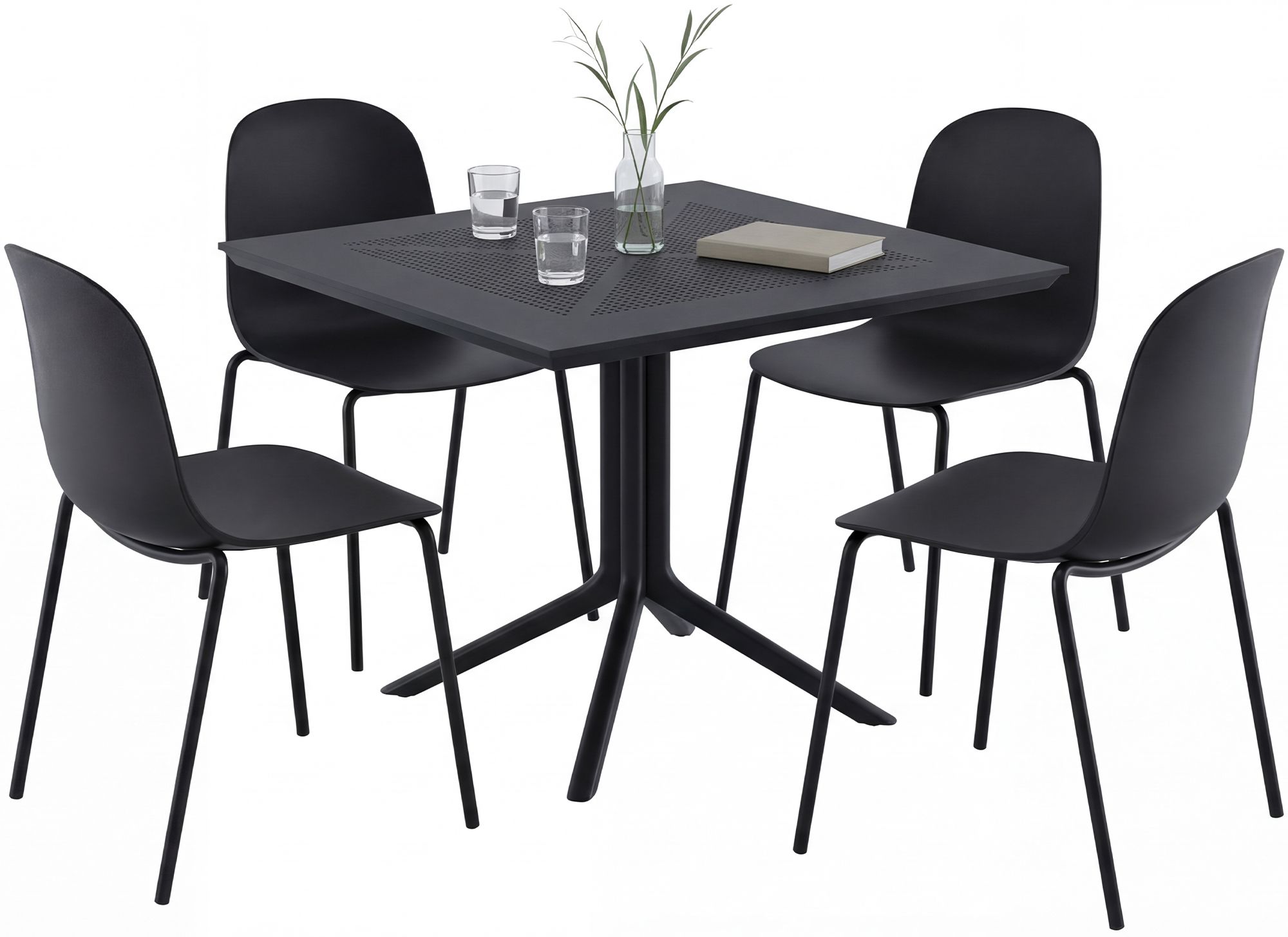 Conjunto de muebles de jardín Zeron con 4 sillas