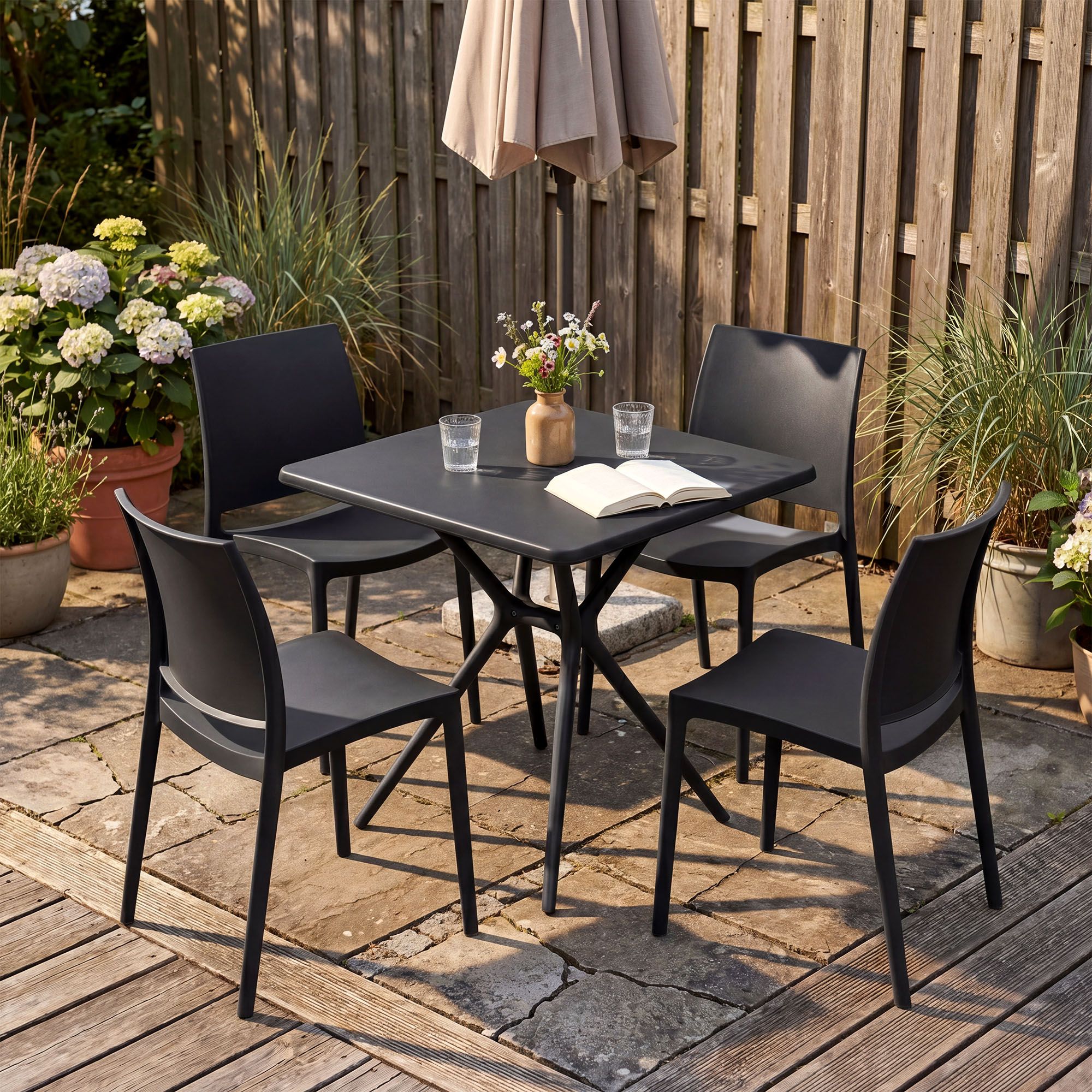 Conjunto de Muebles de Jardín Amino con 4 Sillas