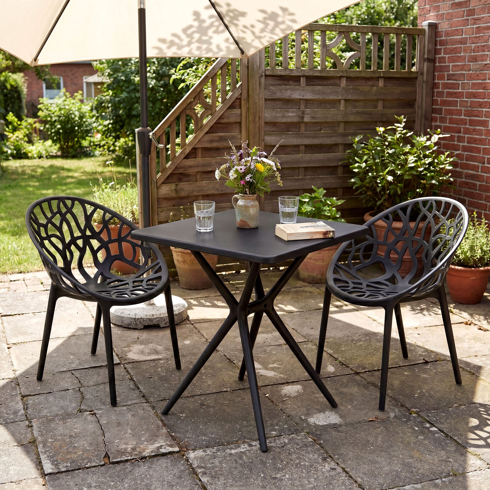 Set de muebles de jardin Lumera con 2 sillas