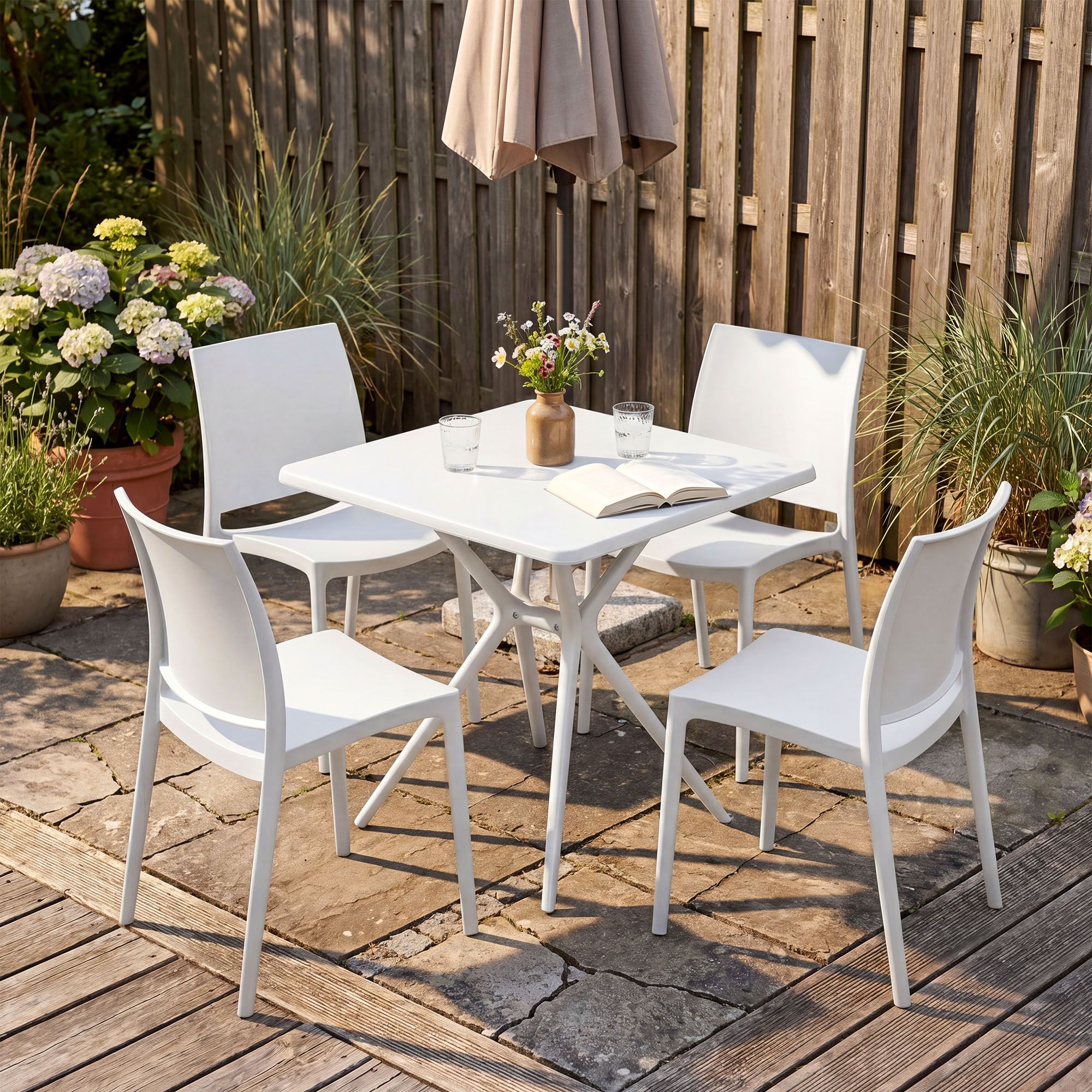Conjunto de Muebles de Jardín Amino con 4 Sillas