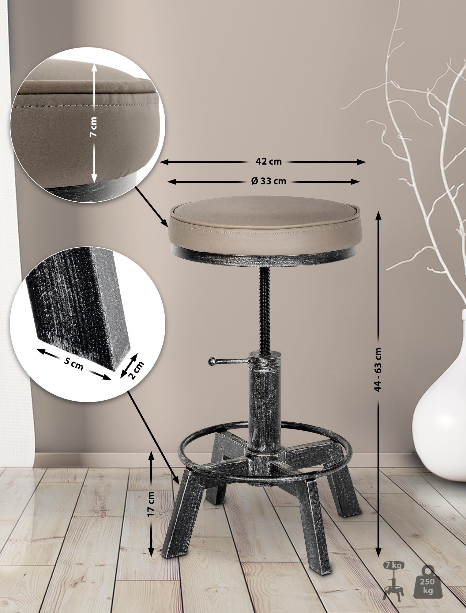 Taburete Destin en polipiel ajustable en altura
