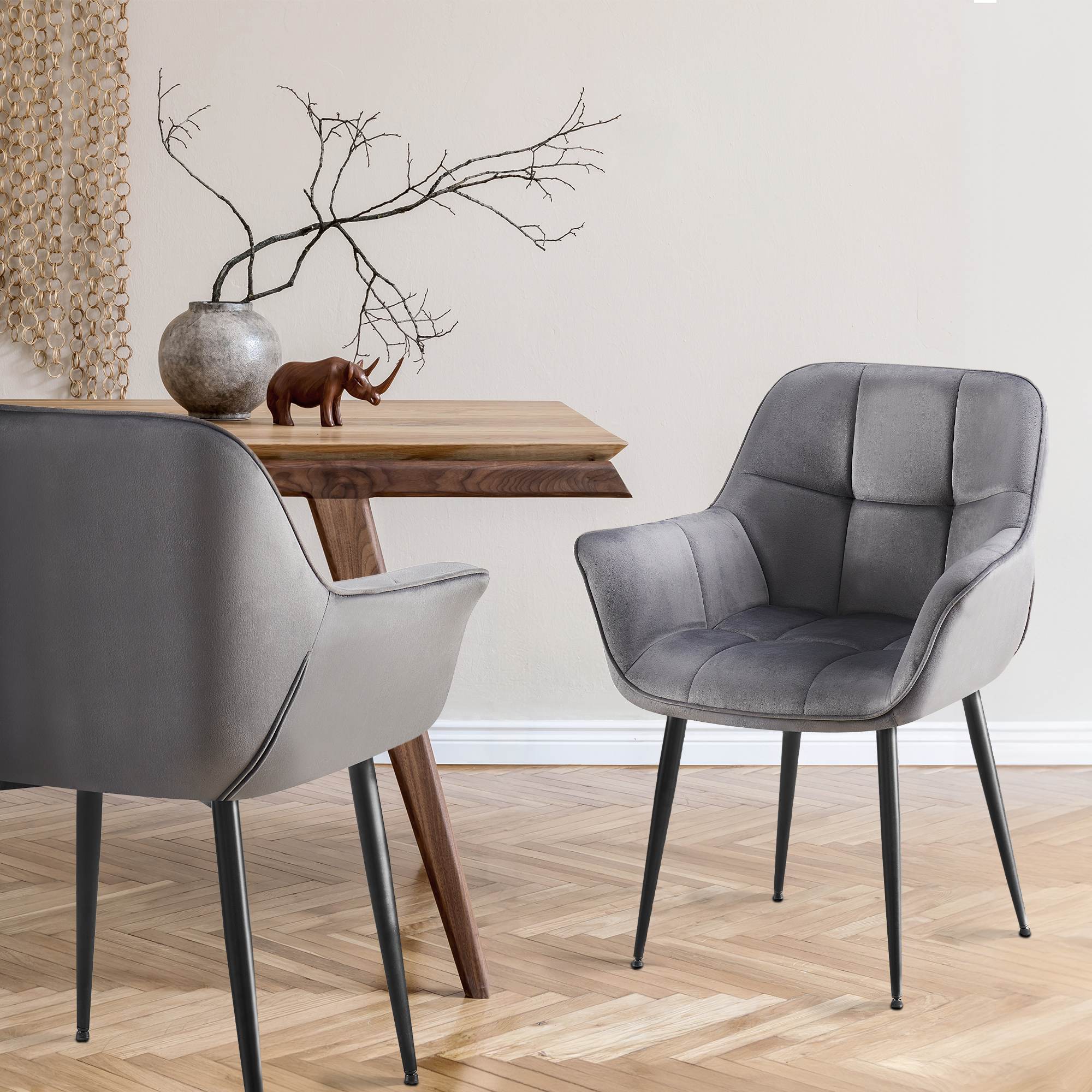 Set de 2 sillas de comedor Rosevilla en terciopelo