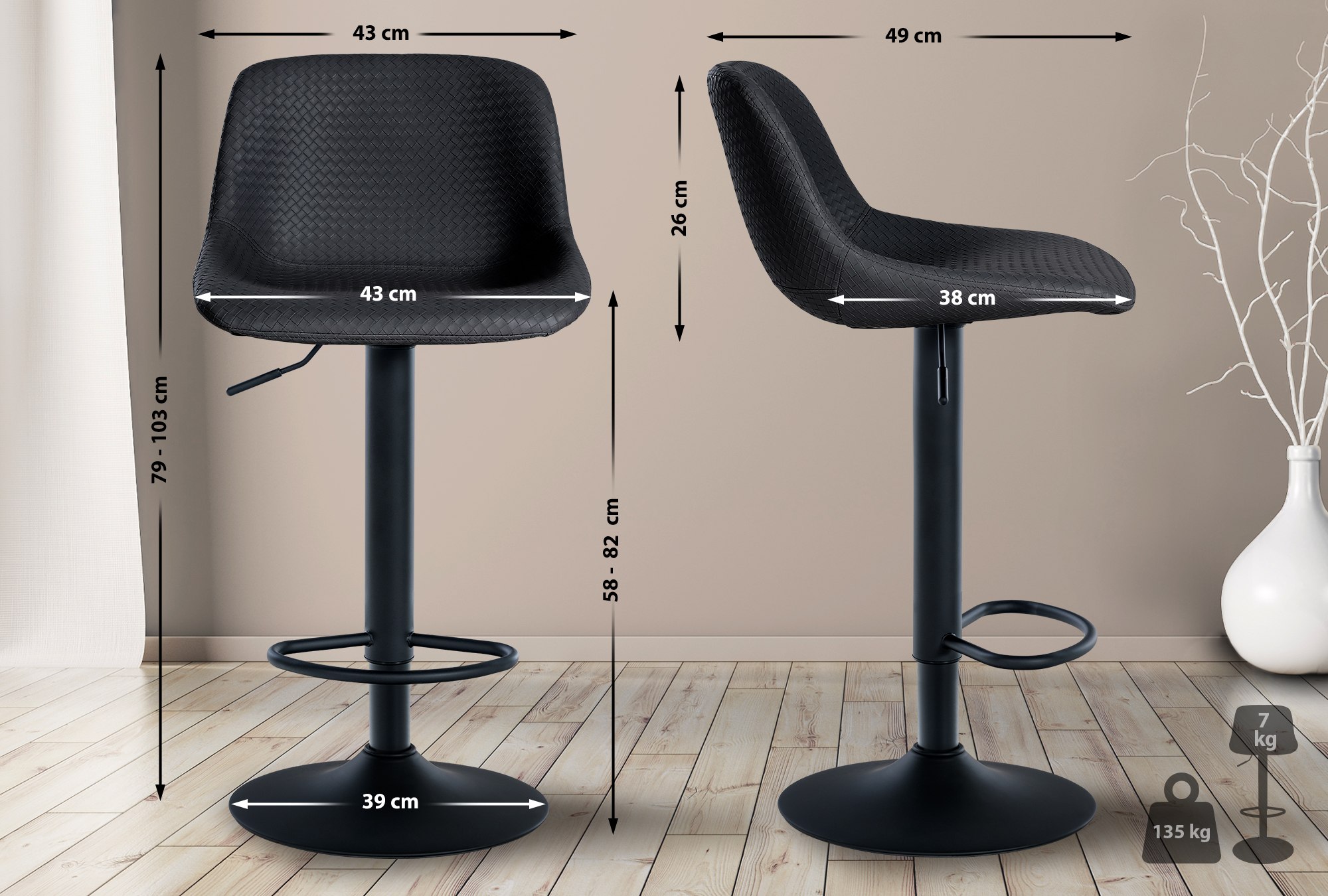 Set de 2 Taburetes de bar Loft