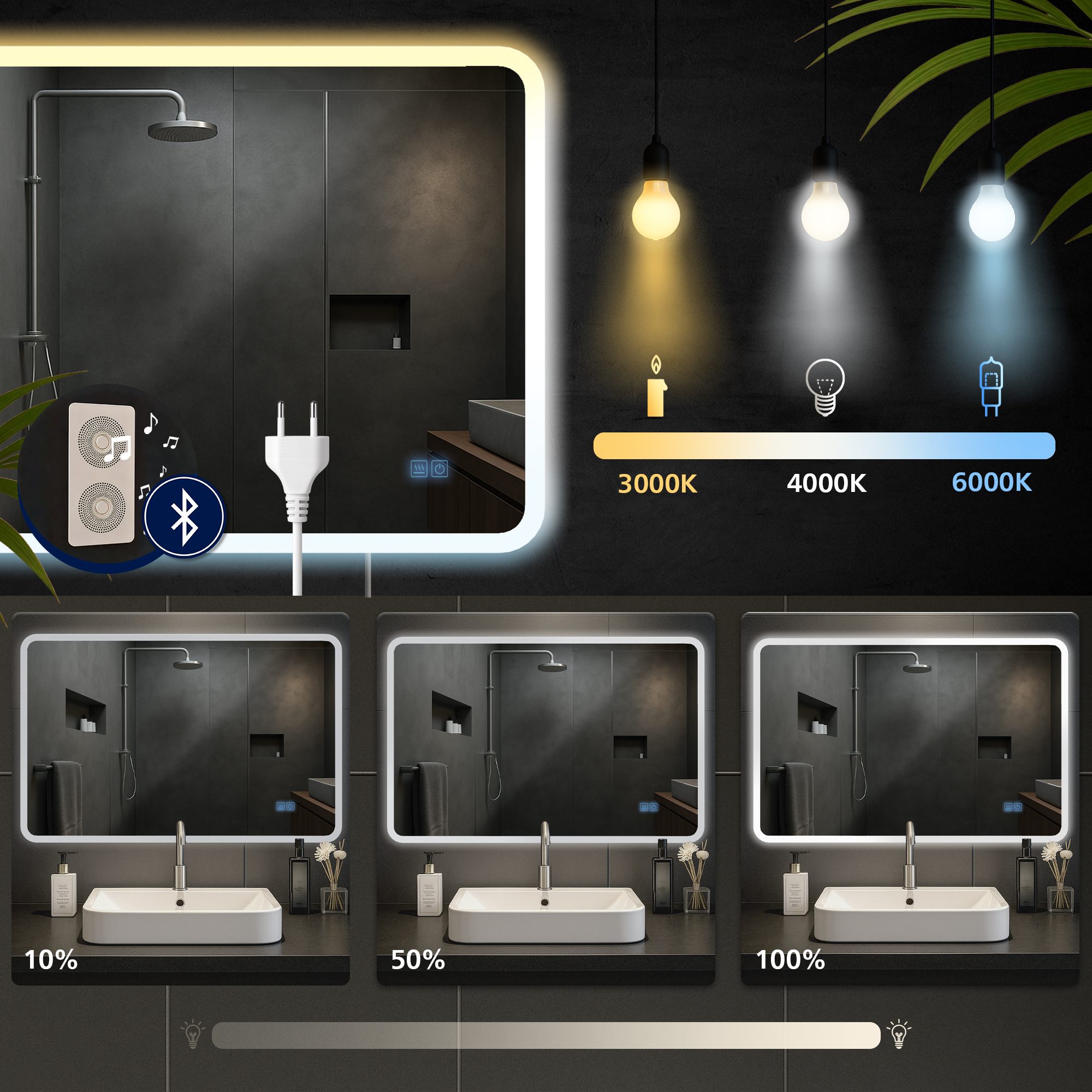 Espejo de baño Jericho con Bluetooth