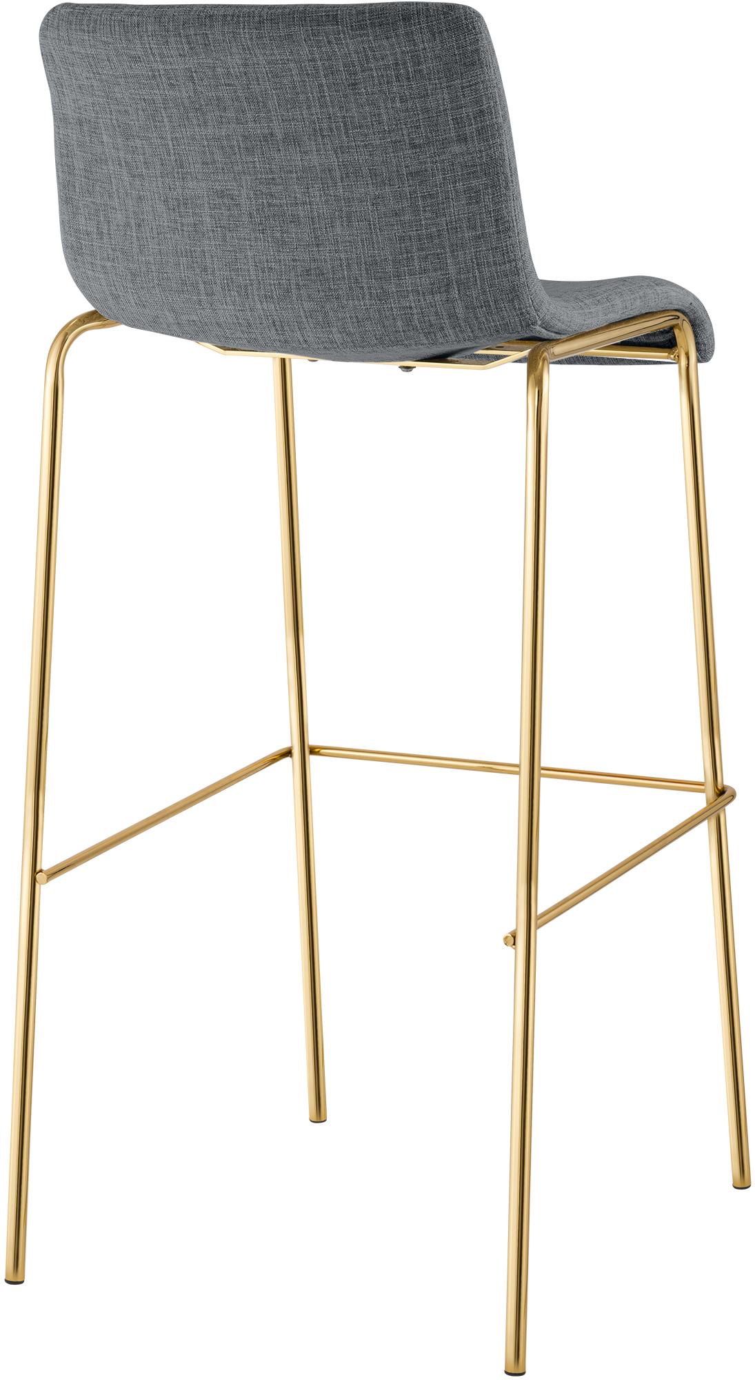Set de 2 Taburetes de Bar Hover de Tela con Estructura de Cuatro Patas Dorada