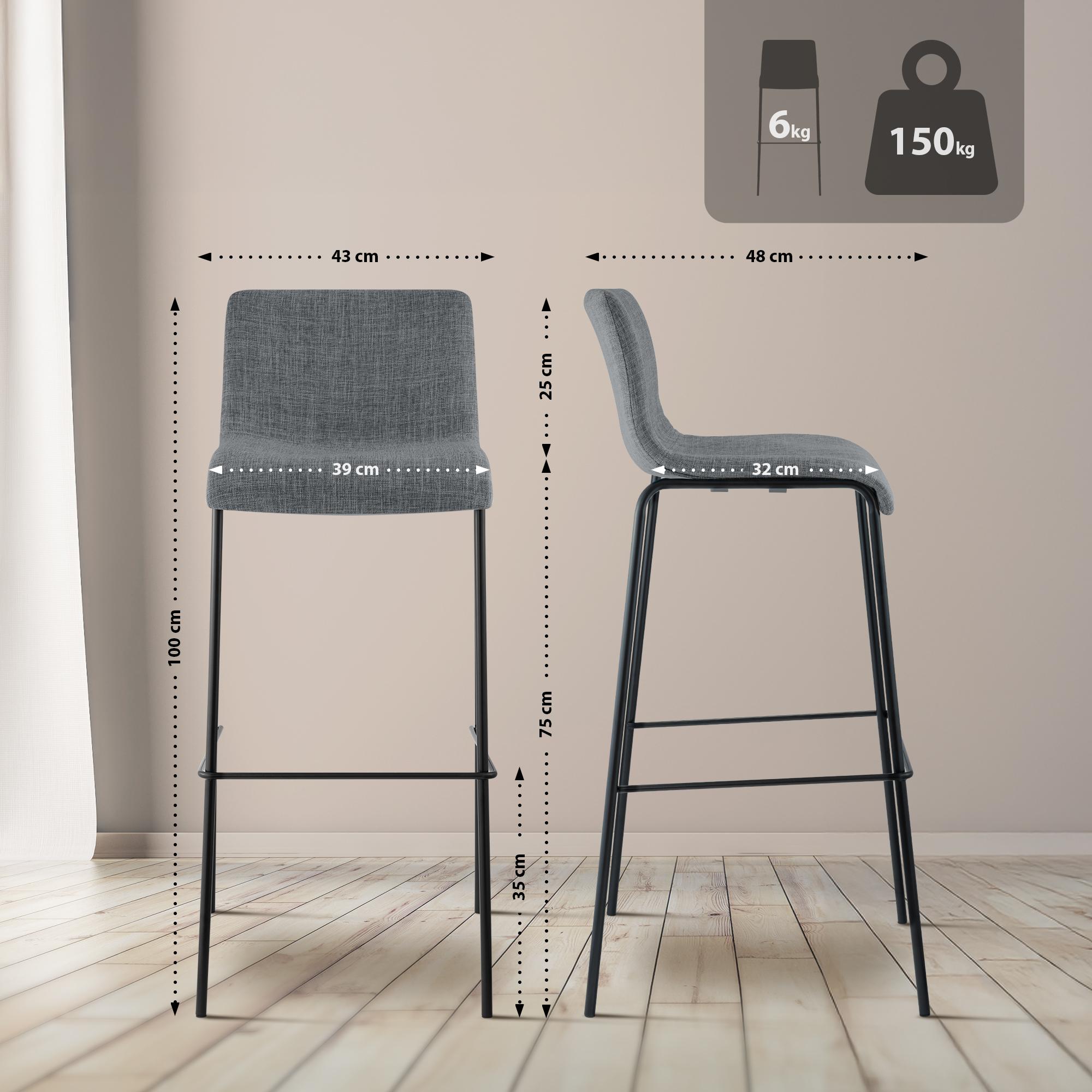 Taburete de bar Hover de tela con base de cuatro patas