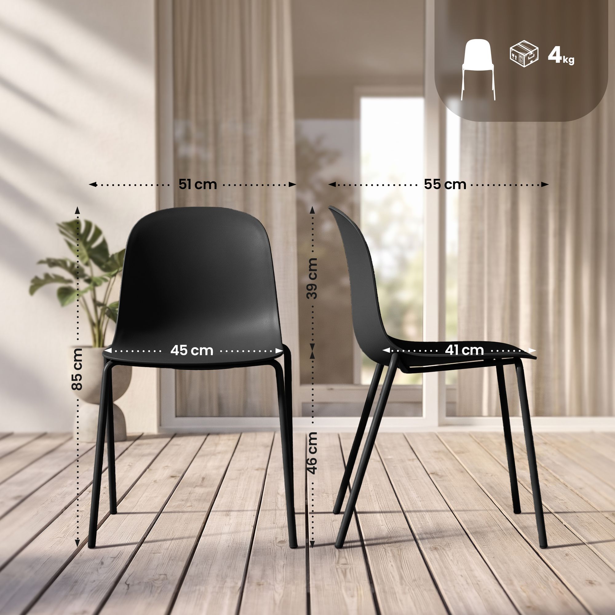 Silla Hardin: diseño moderno, estructura resistente y asiento cómodo para cualquier espacio del hogar