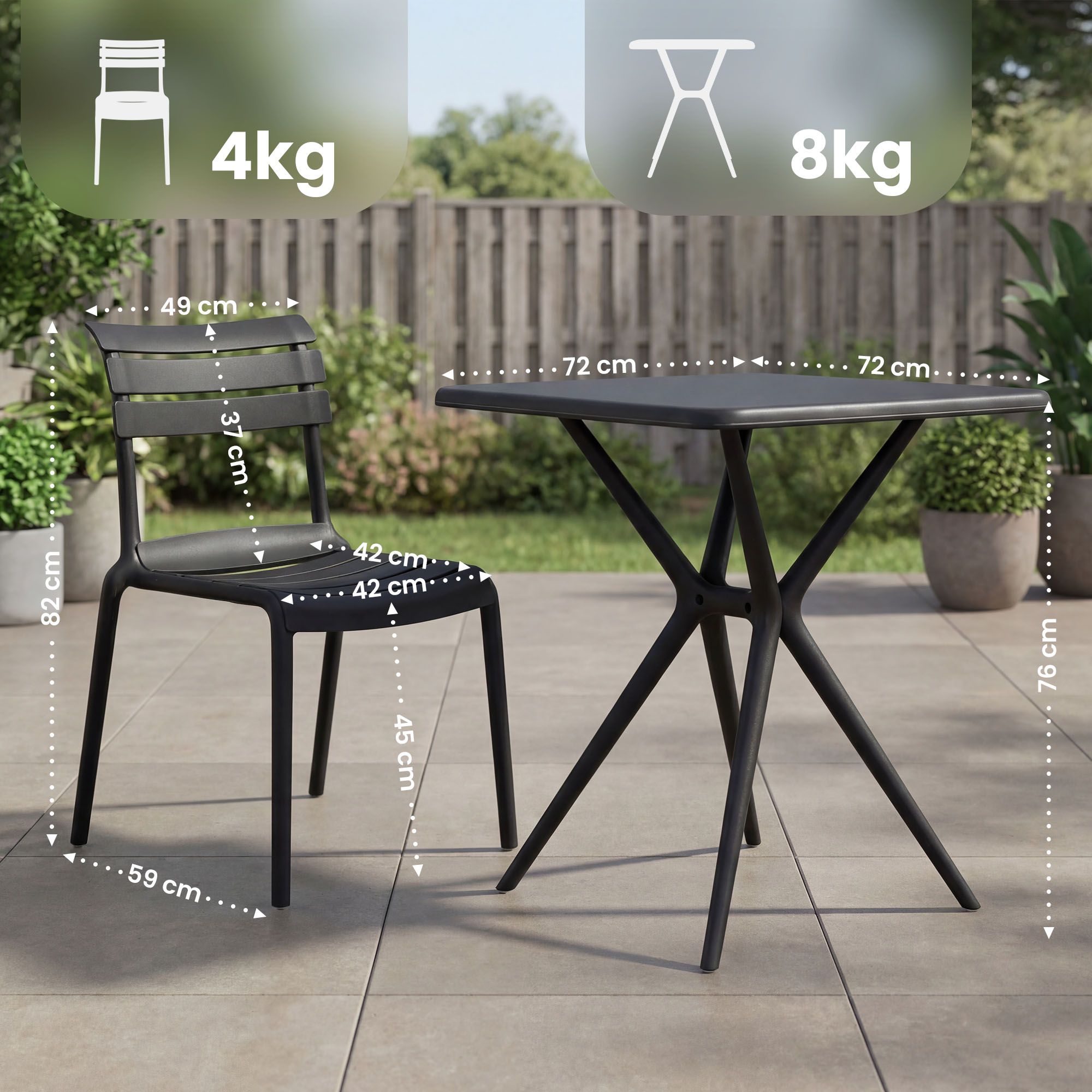 Conjunto de muebles de jardín Vela con 2 sillas
