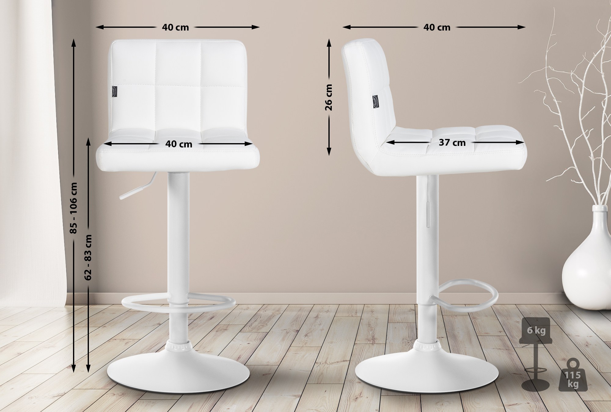Set de 2 Taburetes de bar Feni en polipiel
