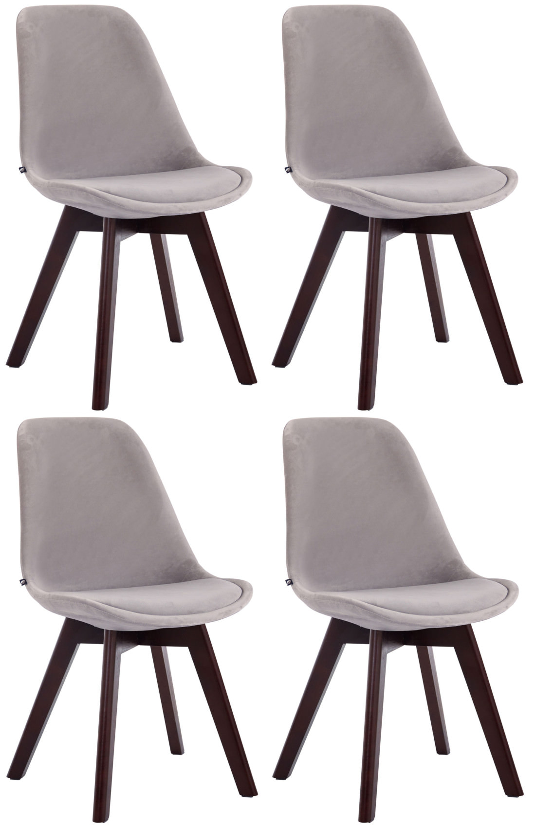 Set de 4 sillas de comedor Borneo tapizadas en terciopelo