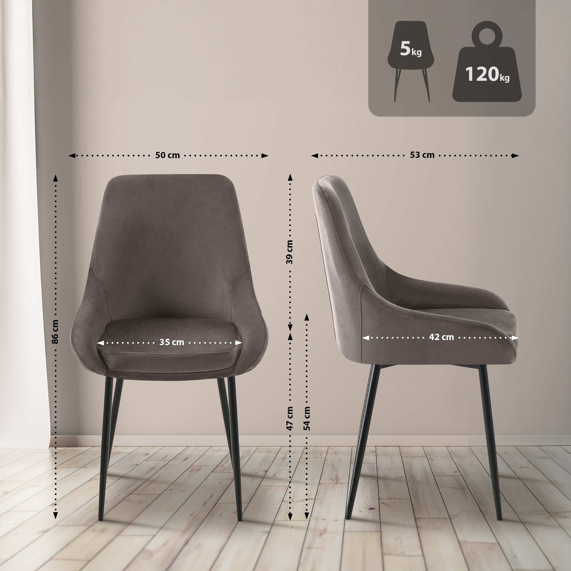 Silla de comedor Elmira Terciopelo