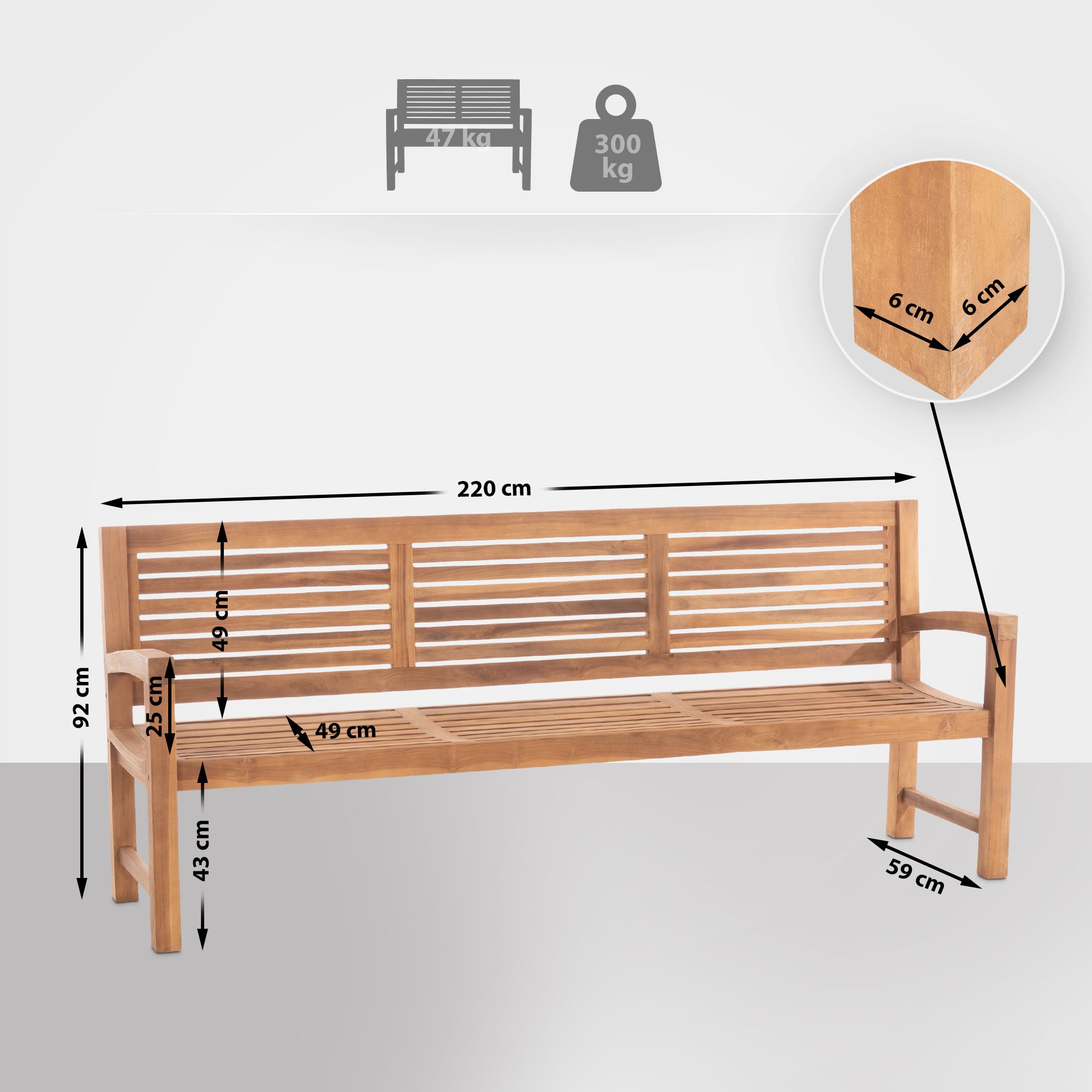 Banco de madera de teca Halden