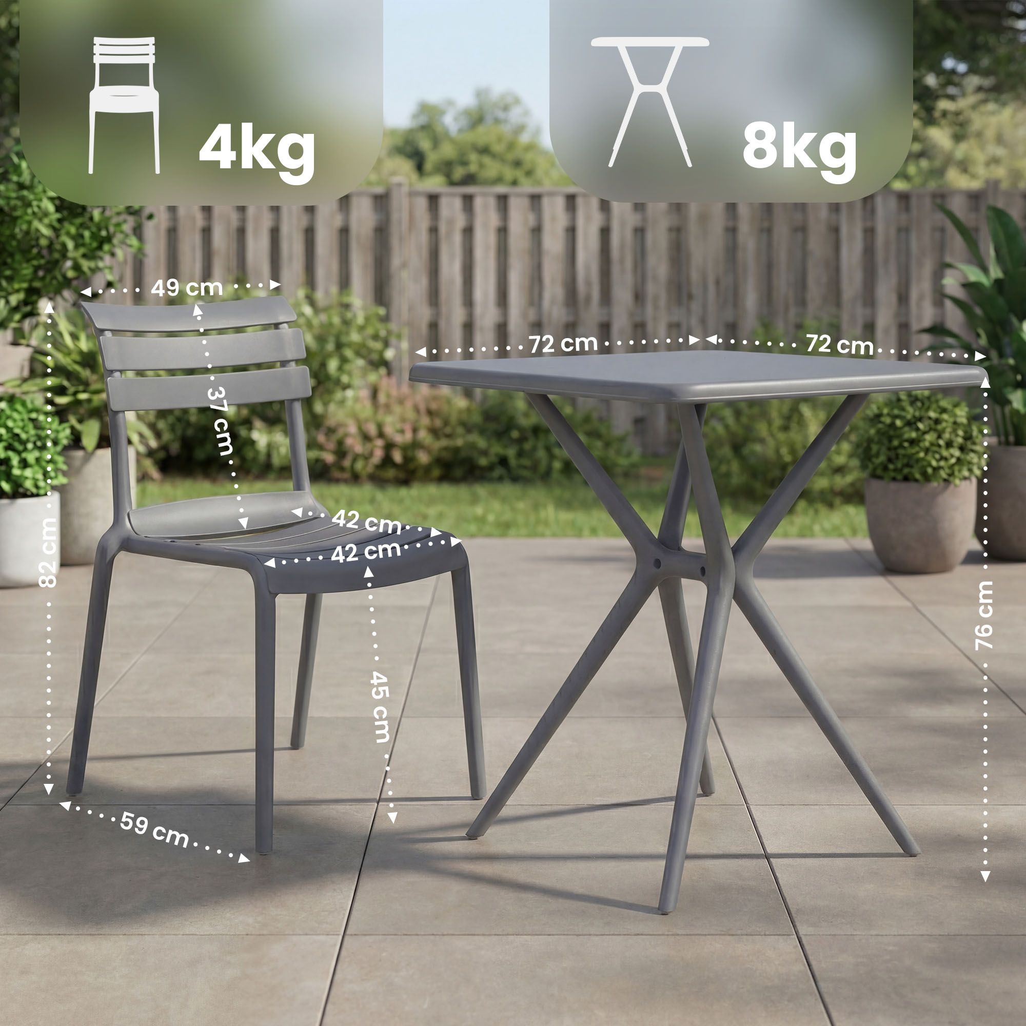 Conjunto de muebles de jardín Vela con 2 sillas
