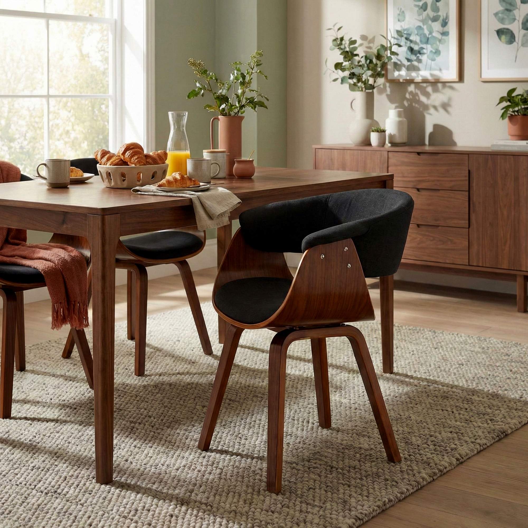 Lote de 2 sillas de comedor de tela Bruce