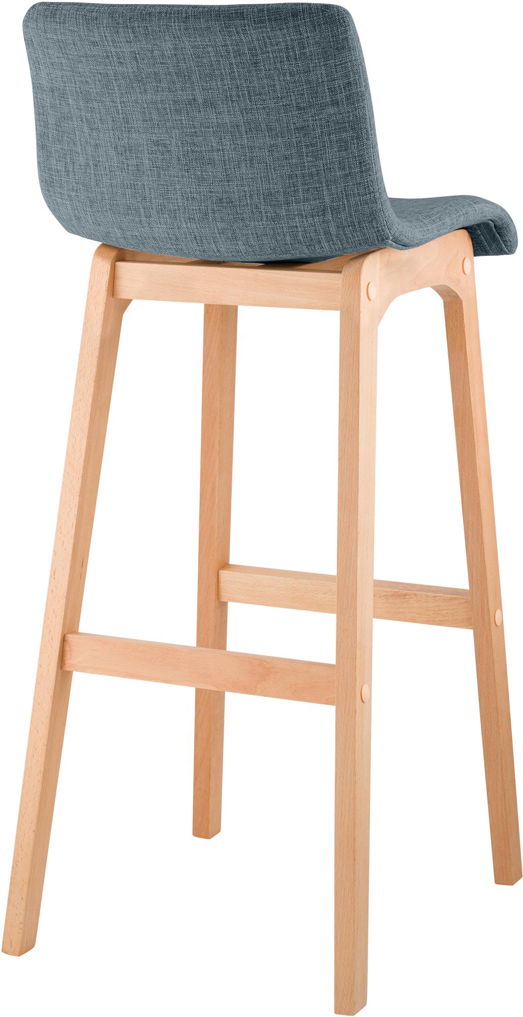 Juego de 2 taburetes de bar Hover, asiento de tela, patas de madera de haya natural