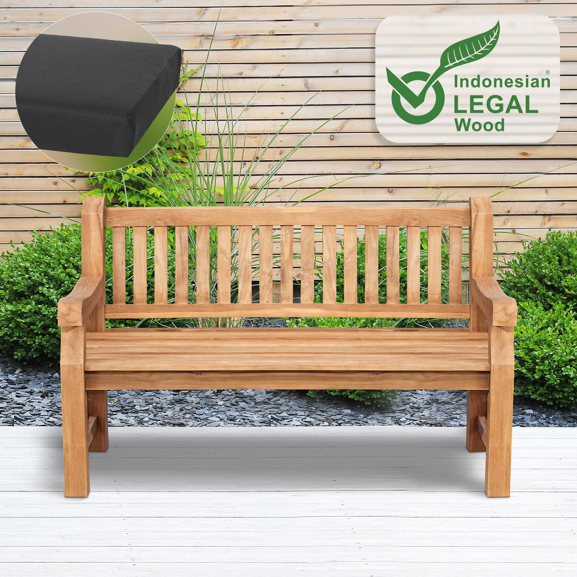 Banco de Jardin de Teca Daxon con Cojin de Asiento
