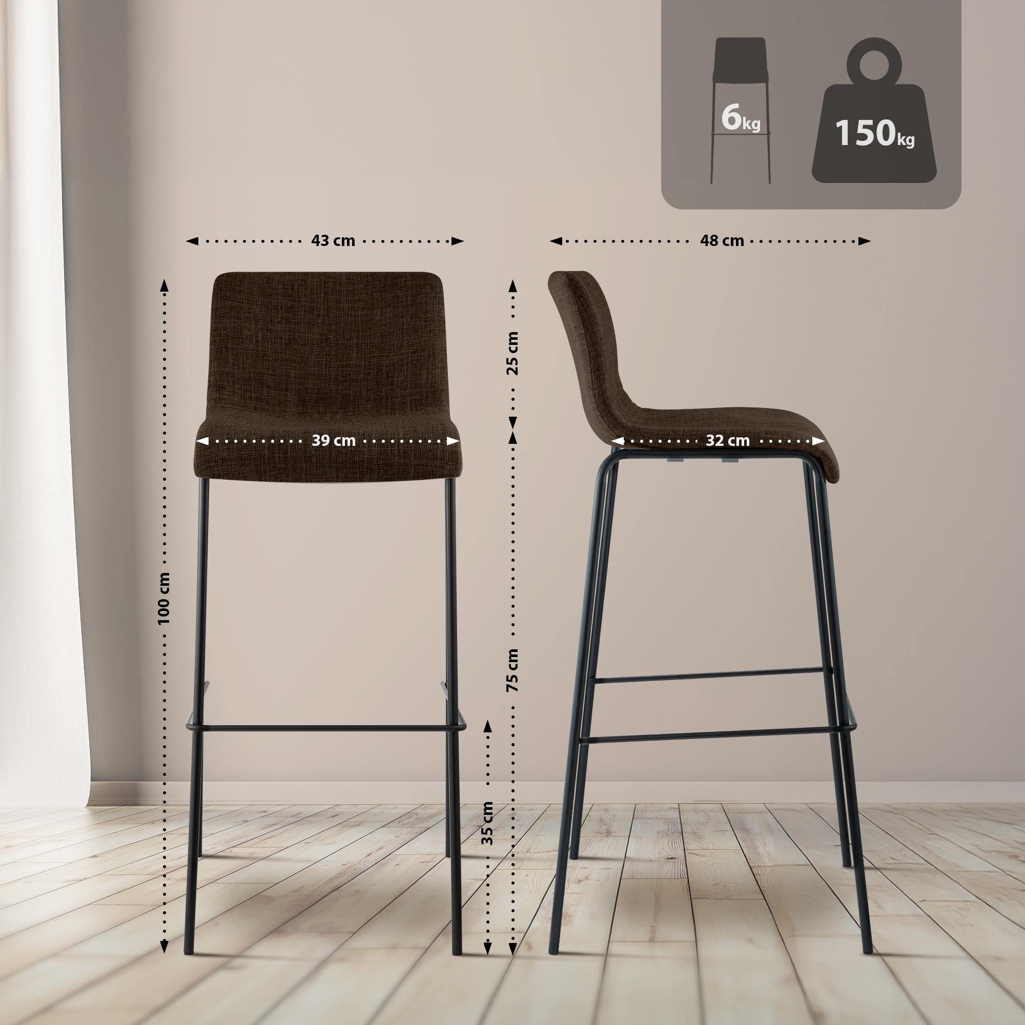 Taburete de bar Hover de tela con base de cuatro patas