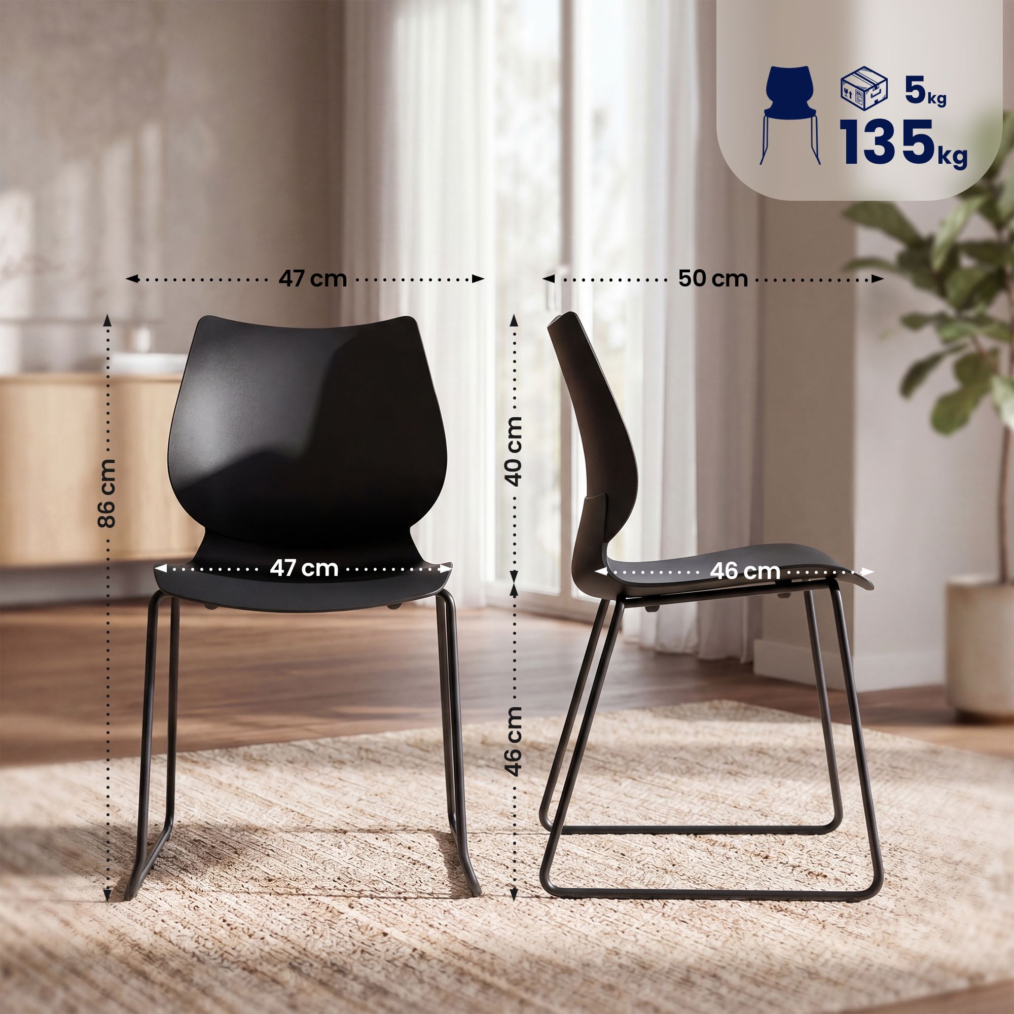 Set de 4 sillas apilables Houma