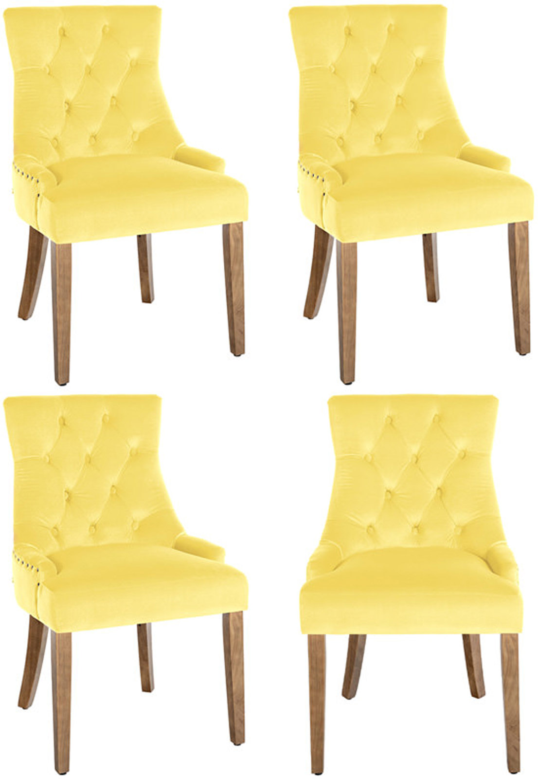 Juego de 4 sillas de comedor Aberdeen en terciopelo