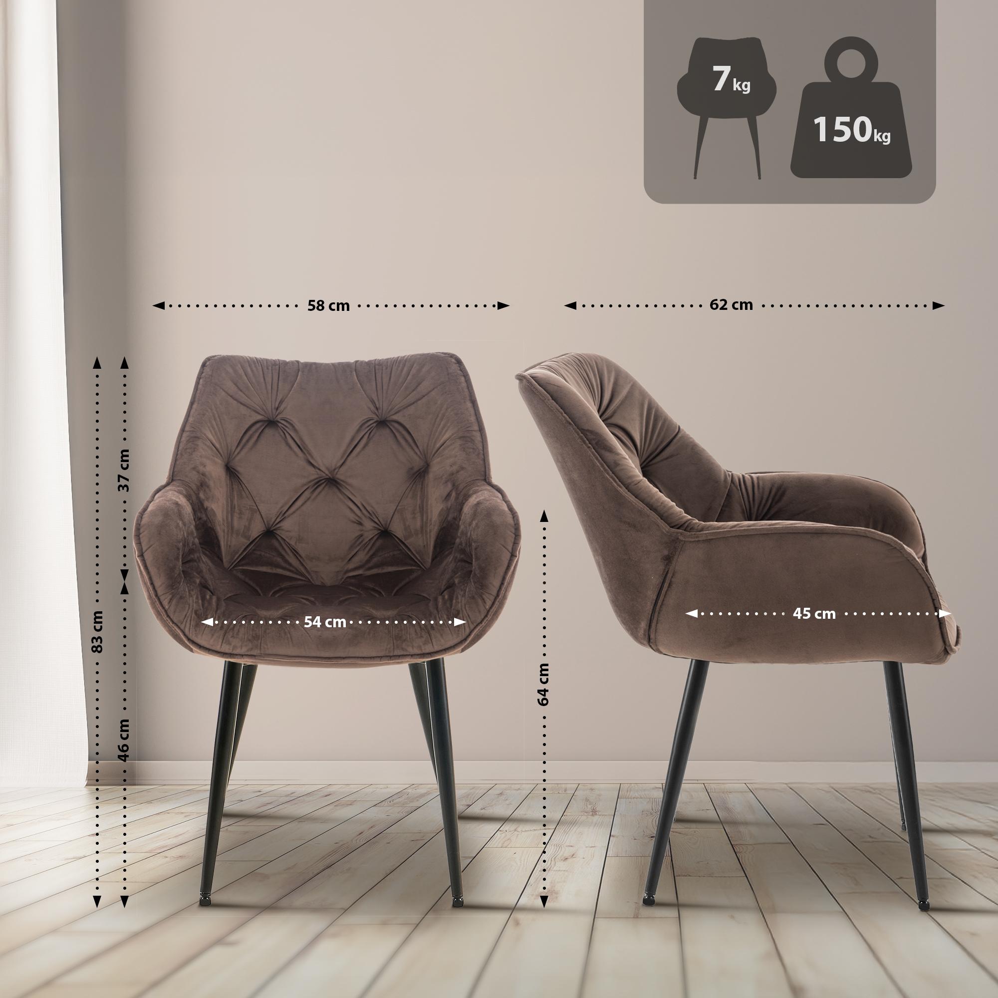 Set de 2 Sillas de comedor Tanna en terciopelo