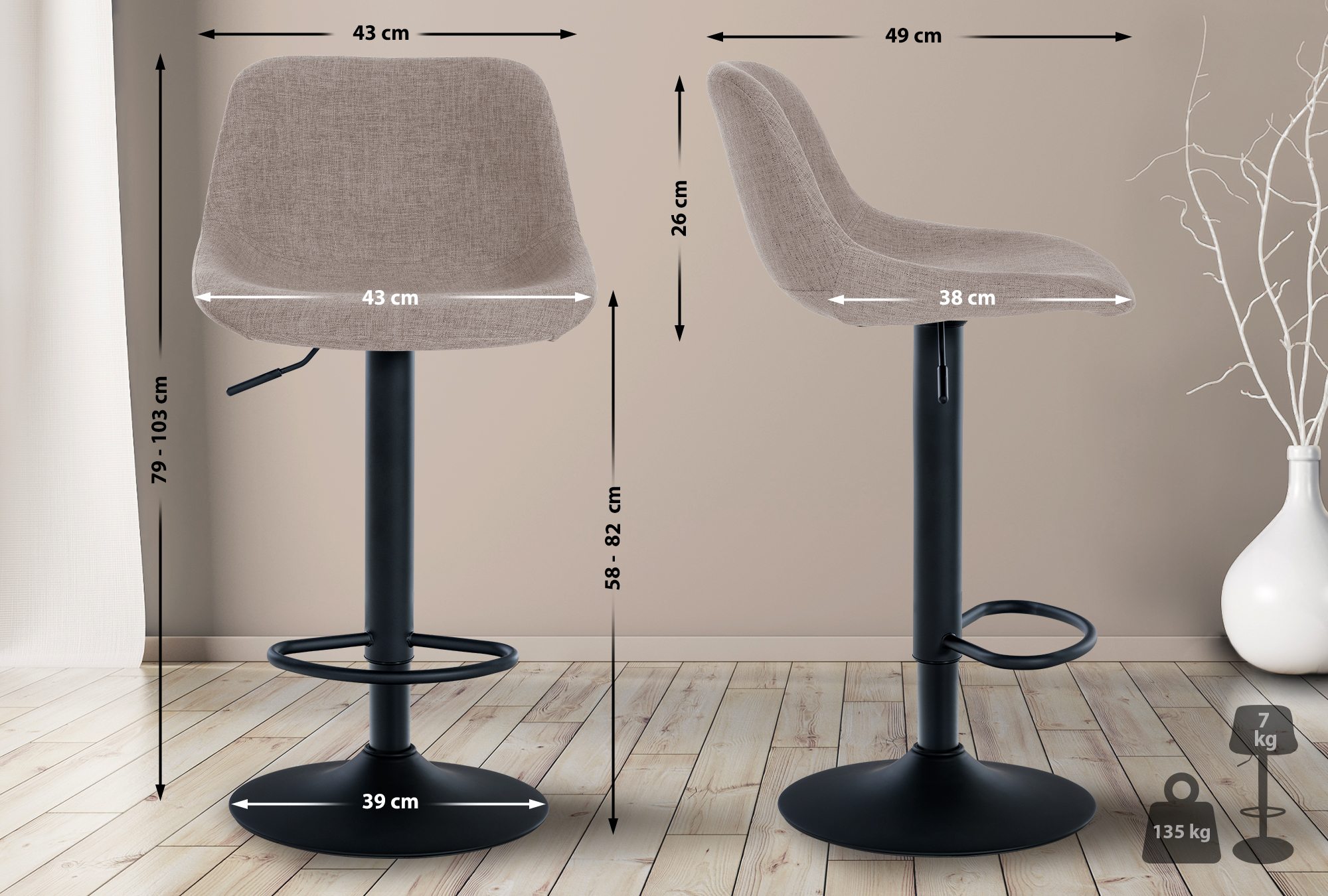 Set de 2 Taburetes de bar Loft