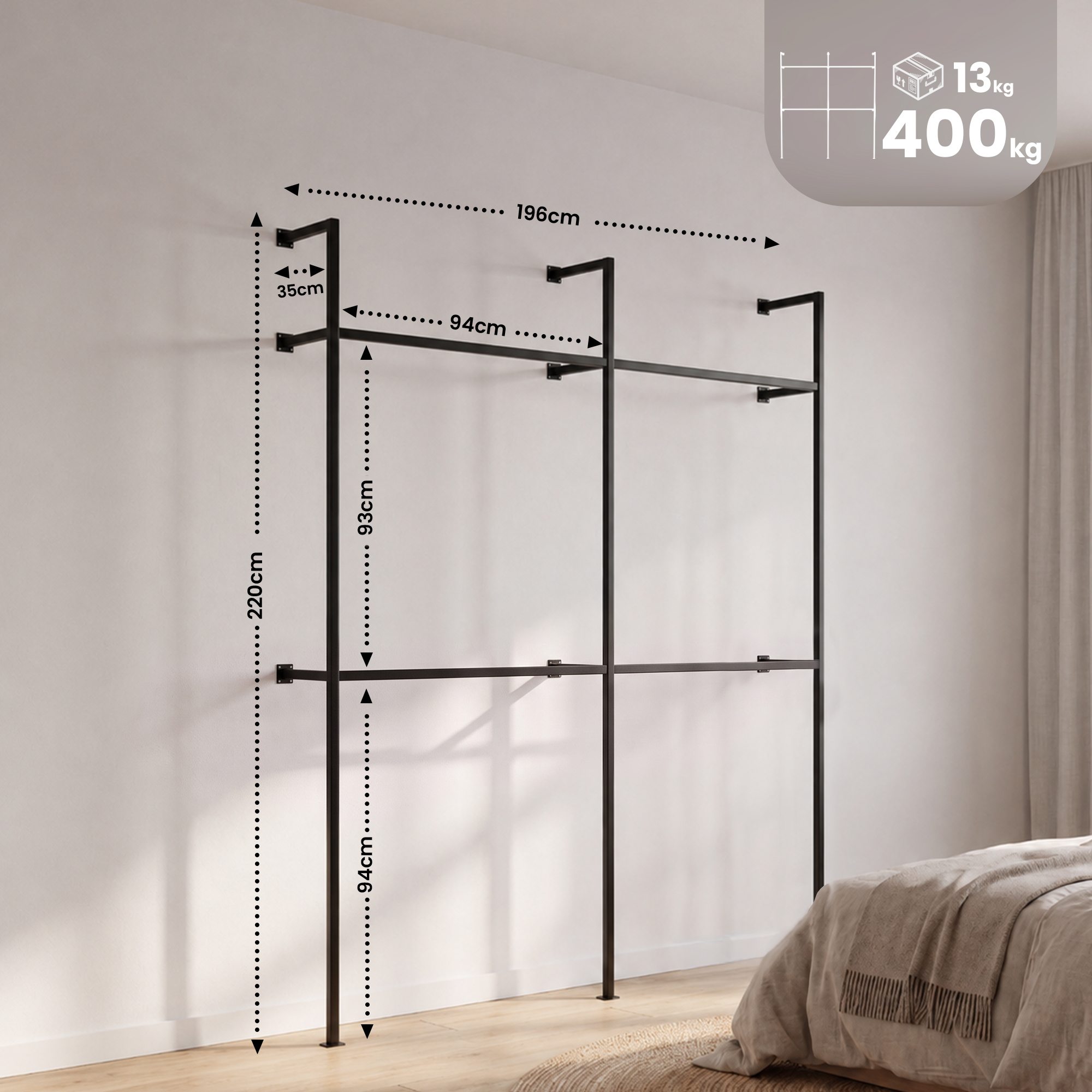 Perchero de pared Arundel, negro