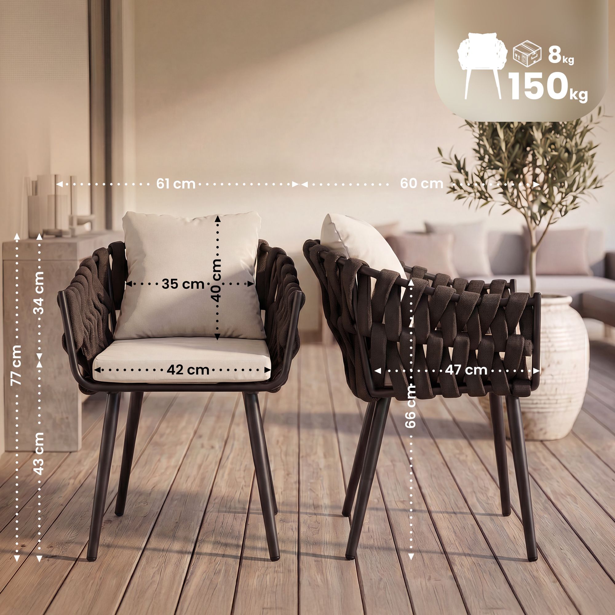 Sillon de jardin Naxos taupe con cojin de asiento