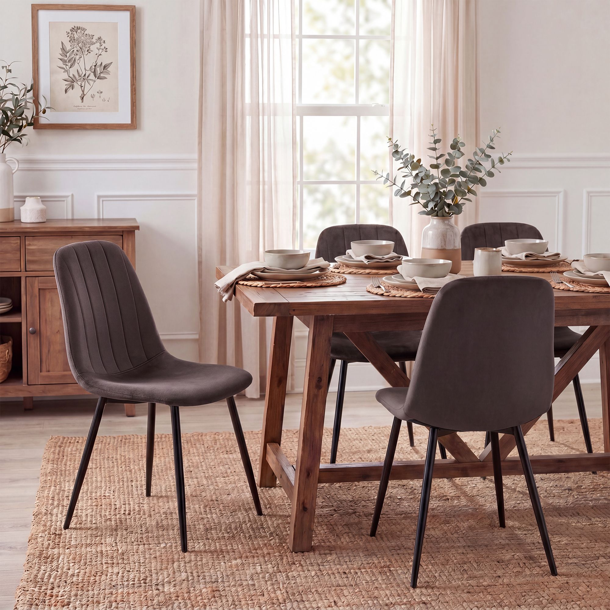 Juego de 4 sillas de comedor Baxter de terciopelo