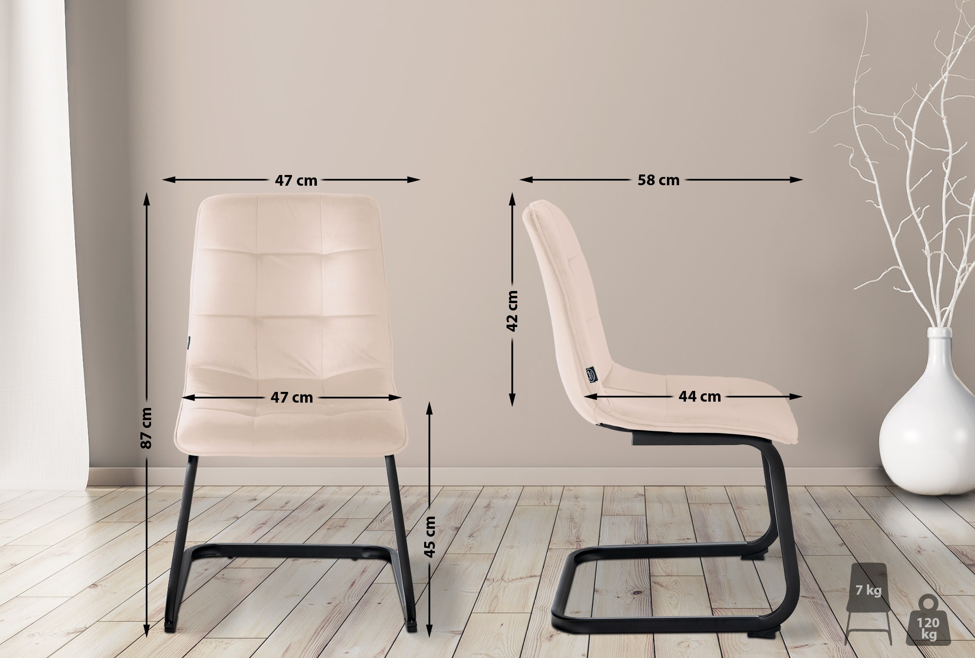 Set de 2 Sillas de comedor Vermont en terciopelo