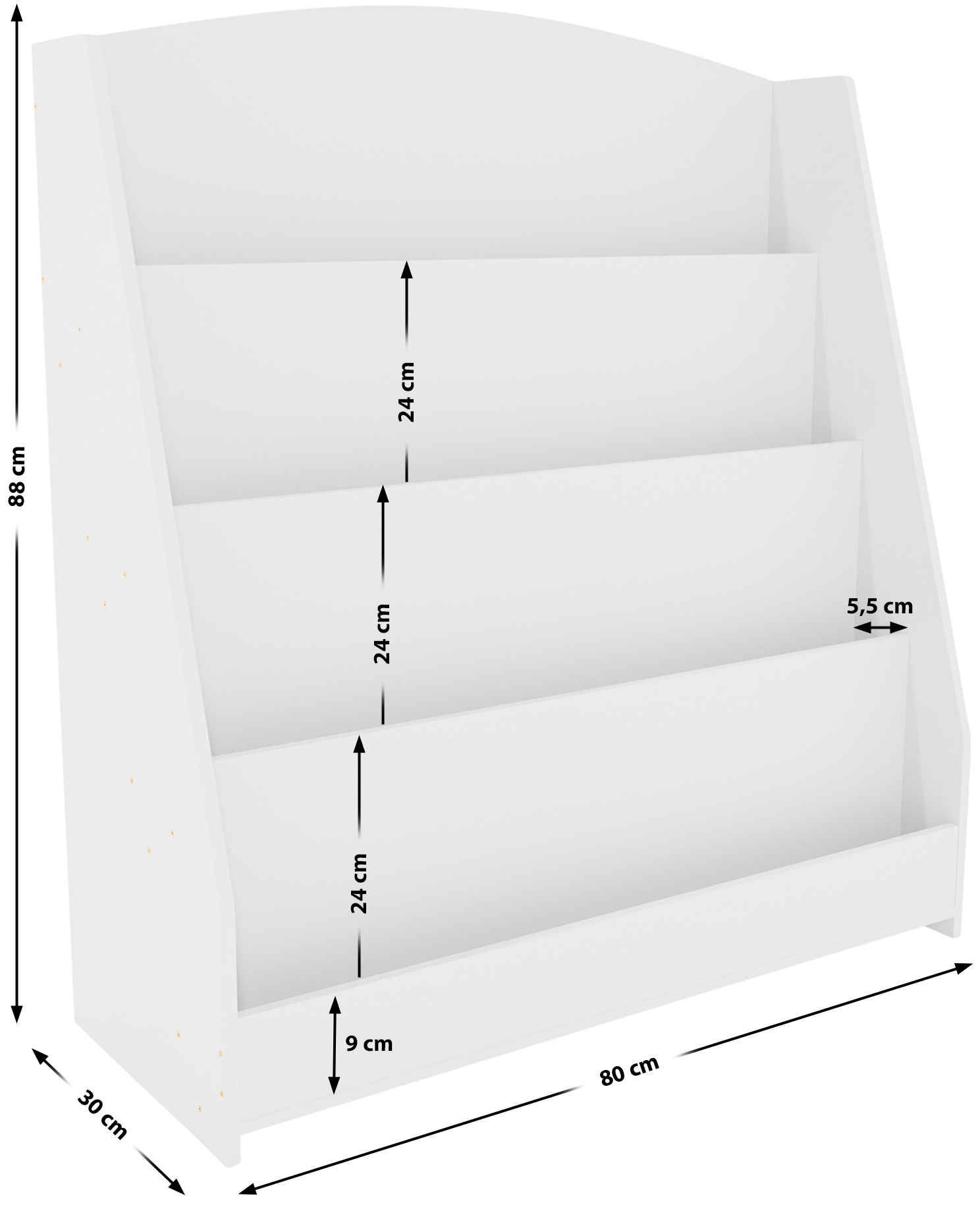 Librería Melfa de madera con 4 estantes