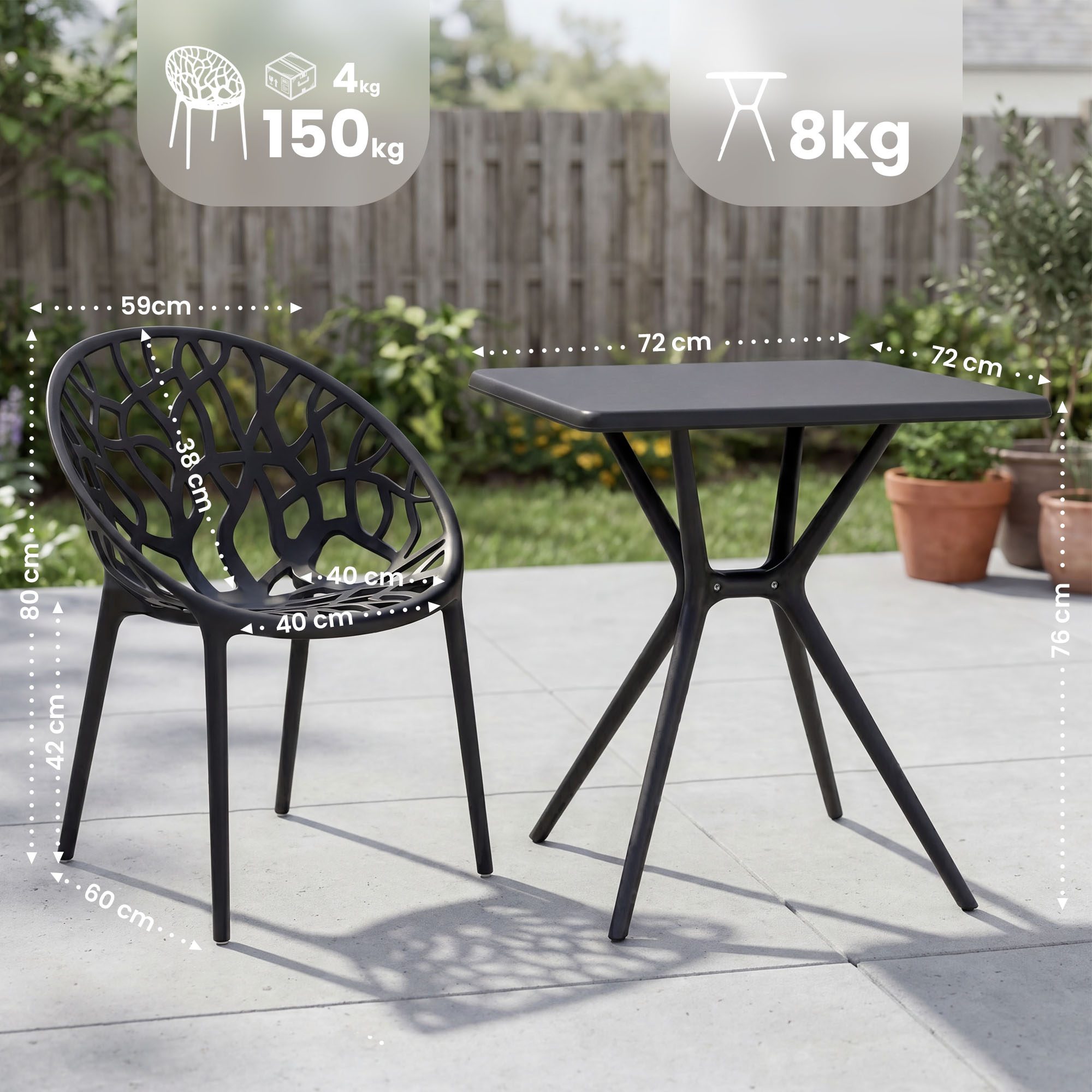 Set de muebles de jardin Lumera con 2 sillas